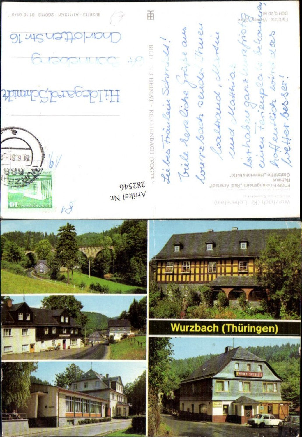 282546,Wurzbach Viadukt im Sormitztal Gaststätte Erholungsheim Rathaus Mehrbildkarte