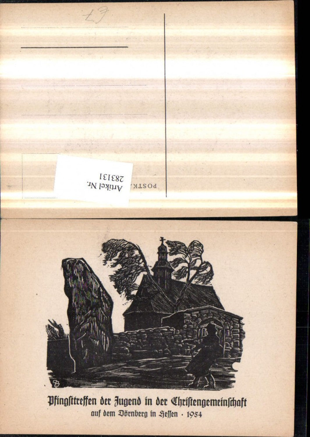 283131,Künstler AK Dörnberg in Hessen 1954 Pfingsttreffen d. Jugend in d. Christengemeinschaft Kirche