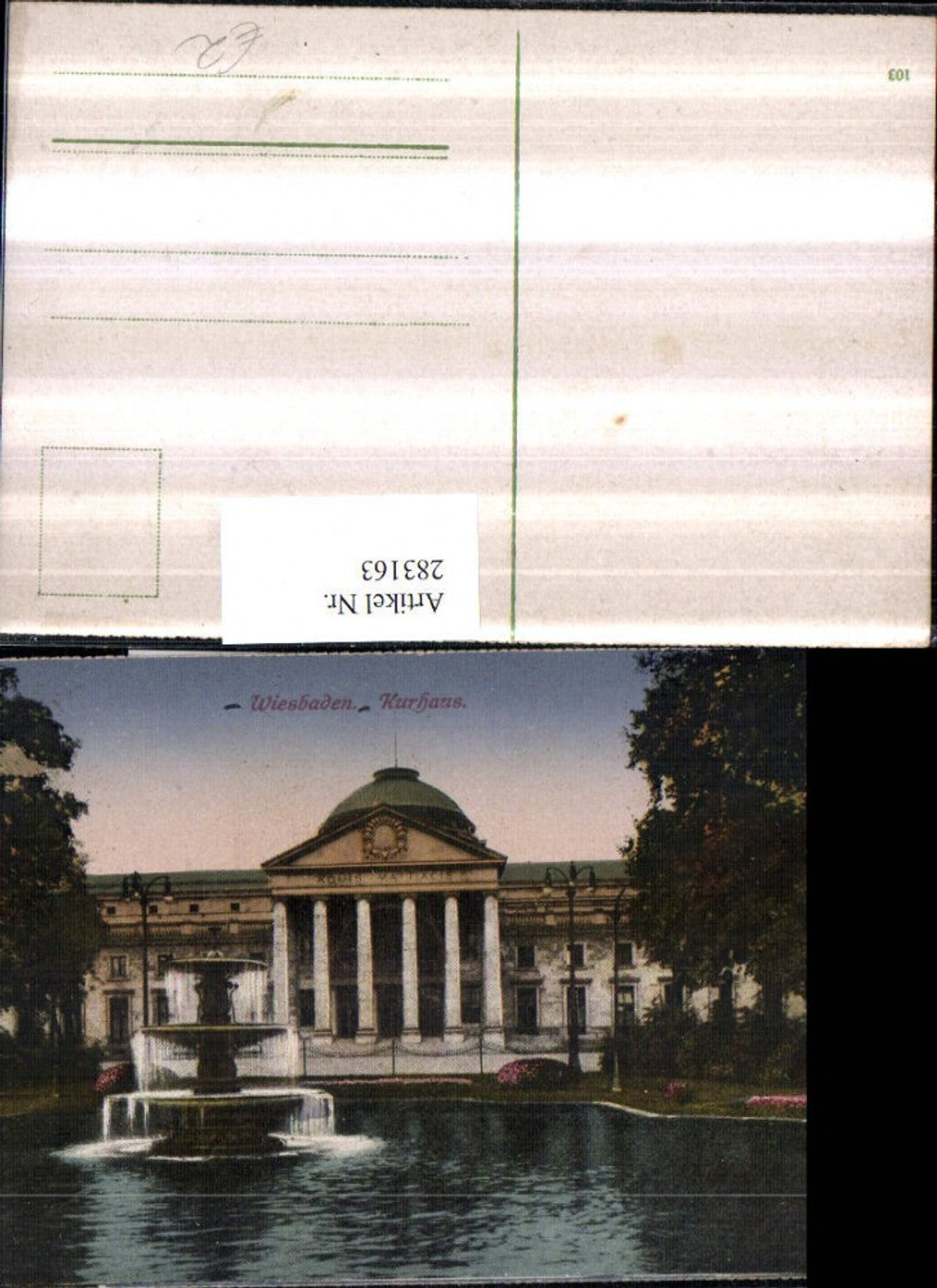 283163,Wiesbaden Kurhaus Gebäude Springbrunnen
