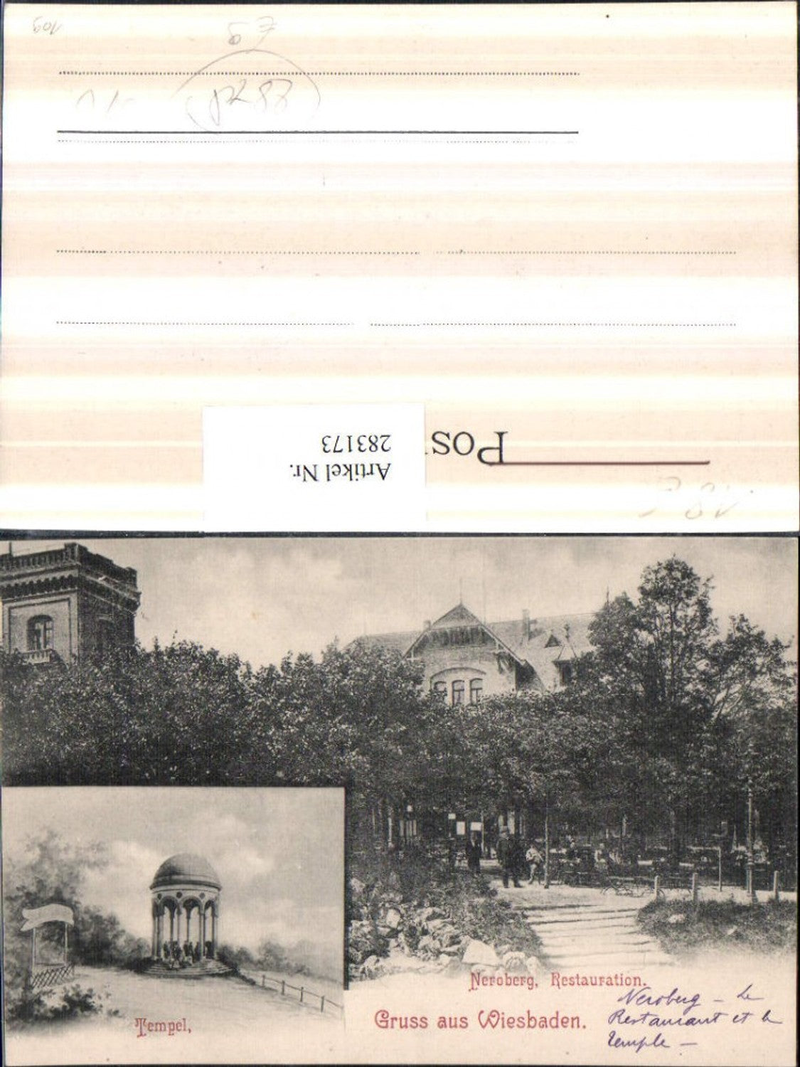 283173,Gruß aus Wiesbaden Neroberg Restauration Tempel Mehrbildkarte