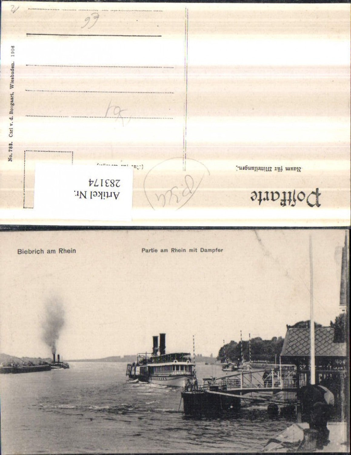 283174,Biebrich am Rhein Partie m. Dampfer Schiff