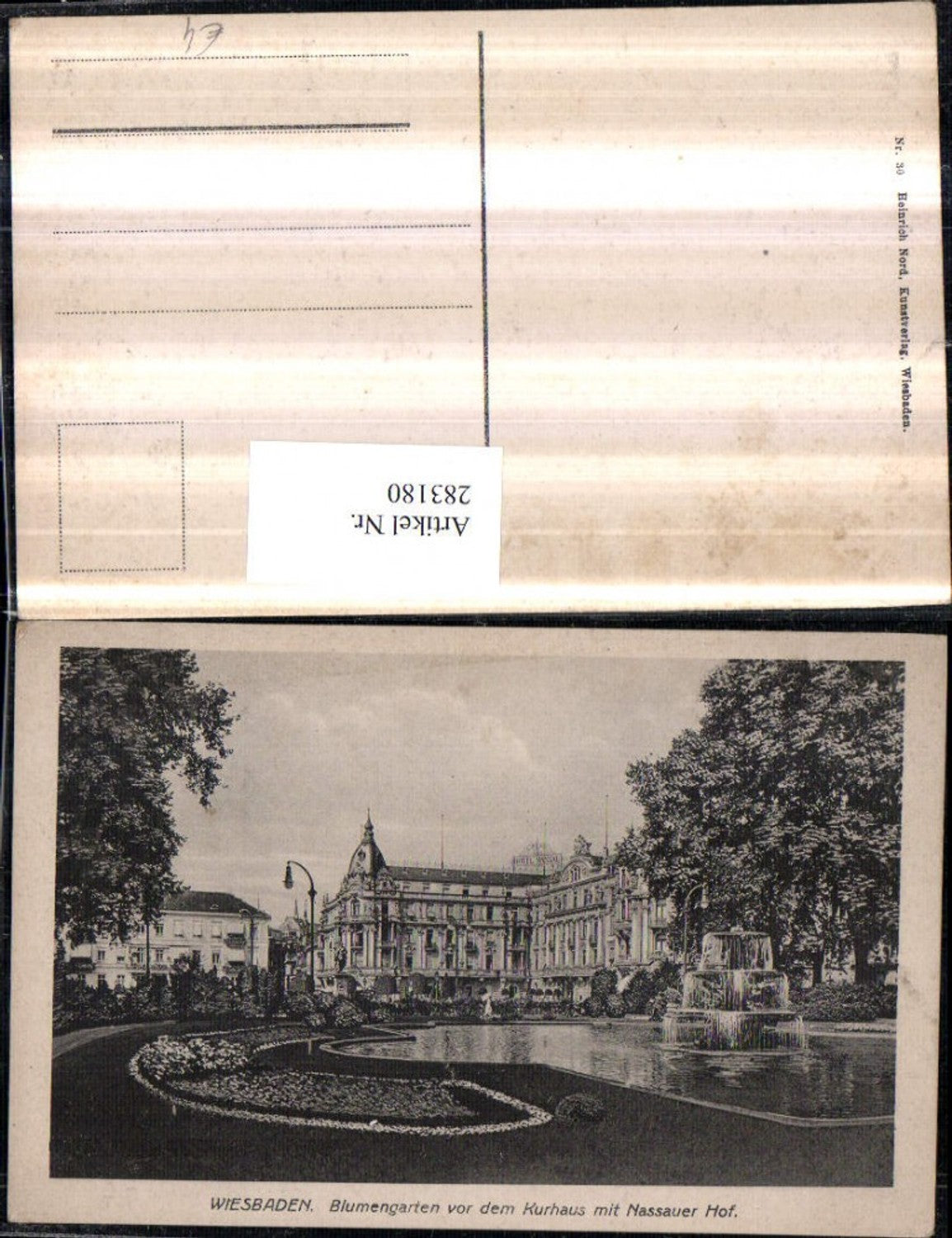 283180,Wiesbaden Blumengarten vor dem Kurhaus m. Nassauer Hof Springbrunnen