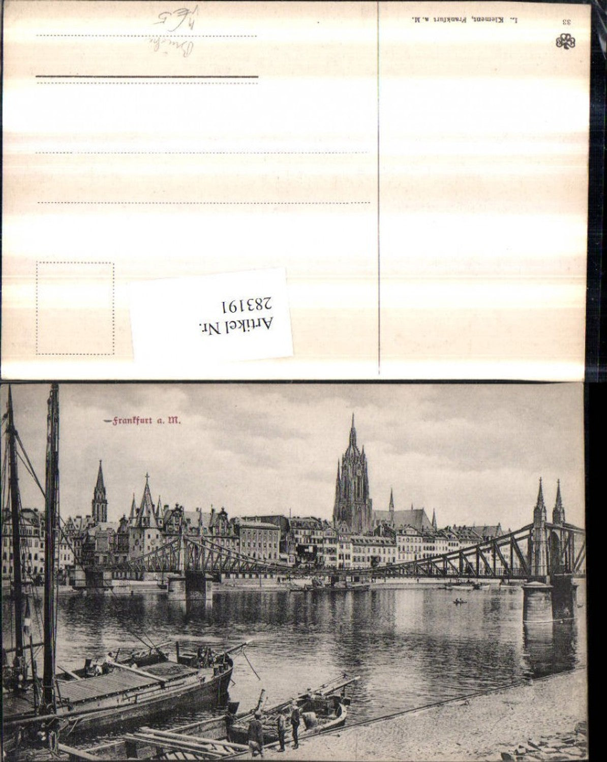 283191,Frankfurt am Main Teilansicht Kirche Brücke Boote pub L. Klement 33