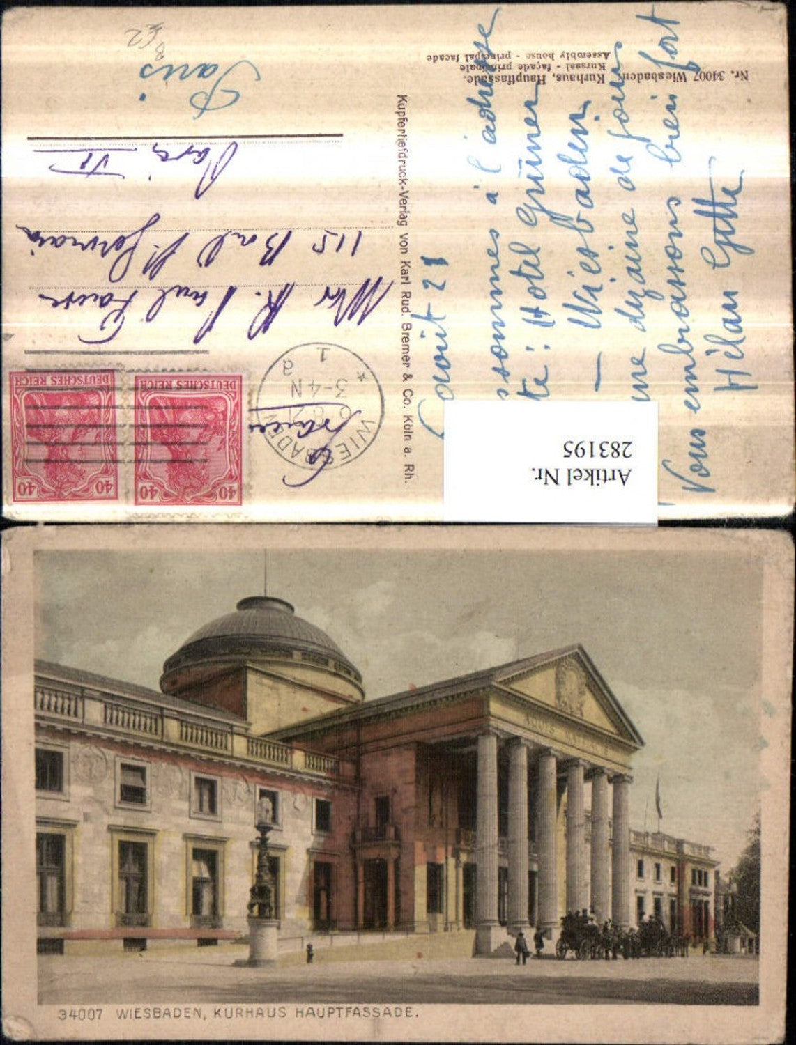 283195,Wiesbaden Kurhaus Gebäude Hauptfassade