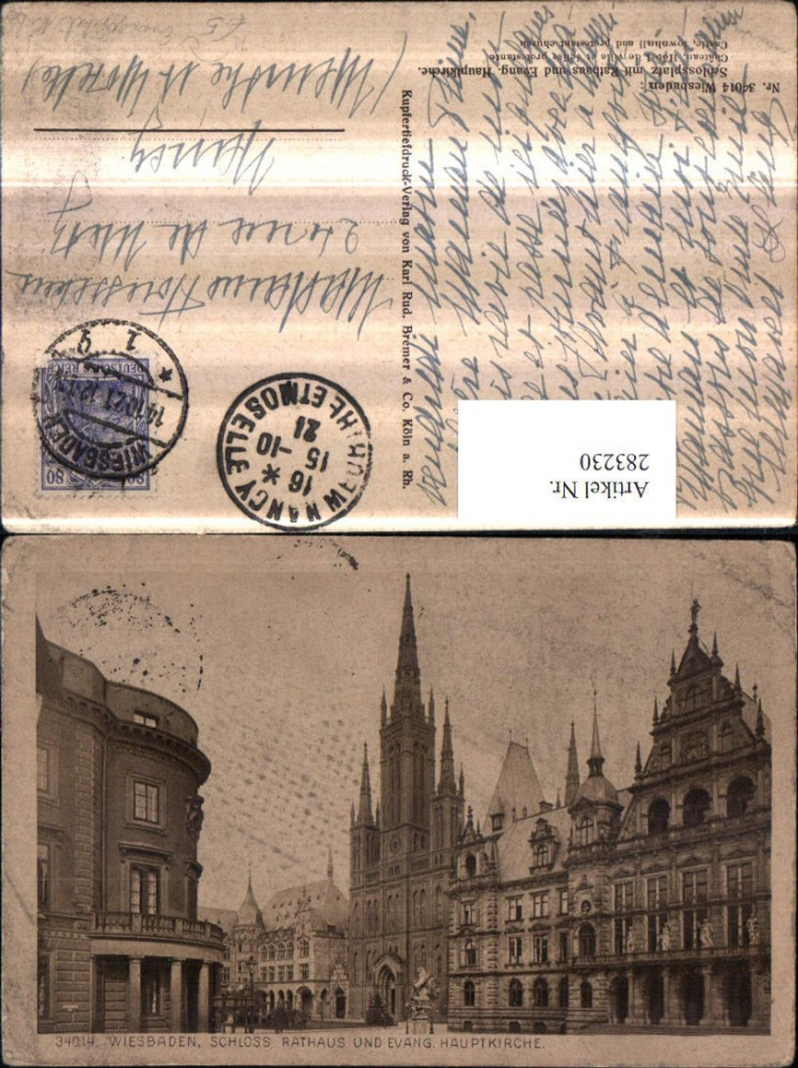 283230,Wiesbaden Schloss Rathaus u. Evangelische Kirche