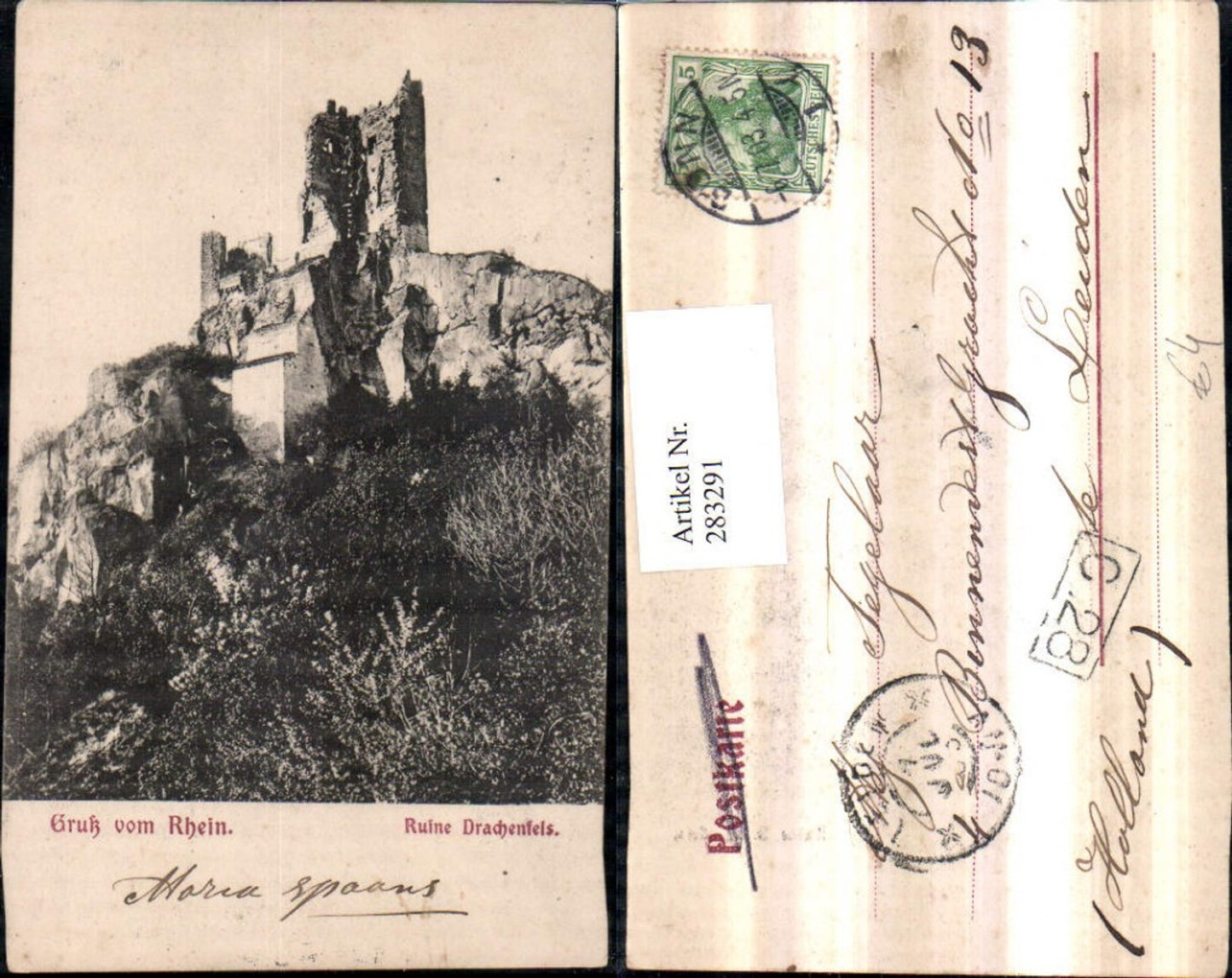 283291,Gruß vom Rhein Ruine Drachenfels b. Königswinter