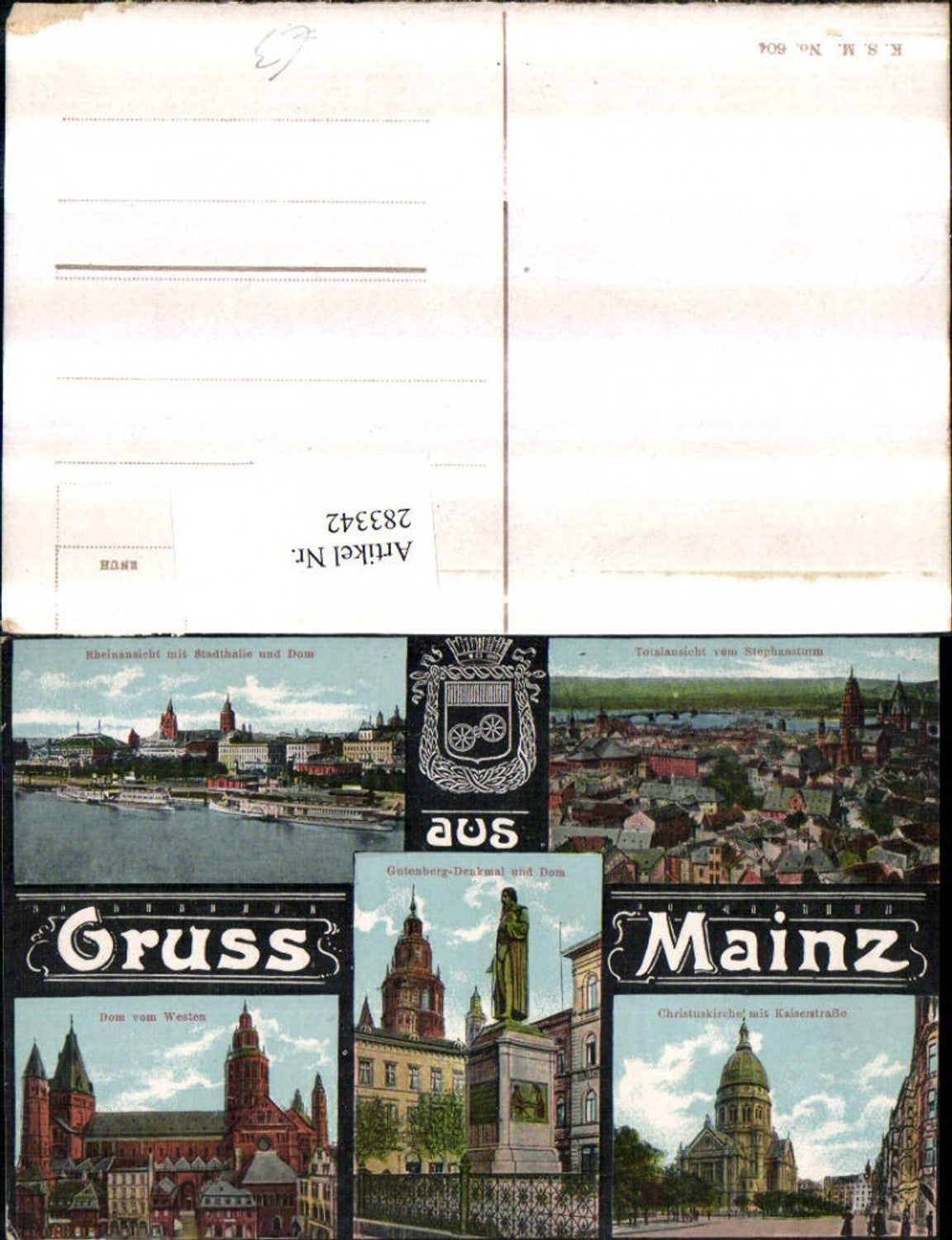 283342,Gruß aus Mainz Totale Kirche Gutenberg-Denkmal Dom Mehrbildkarte