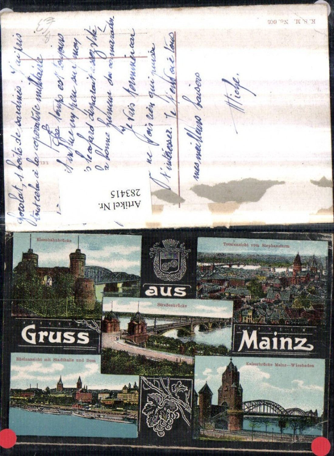 283415,Gruß aus Mainz Totale Brücken Dampfer Mehrbildkarte
