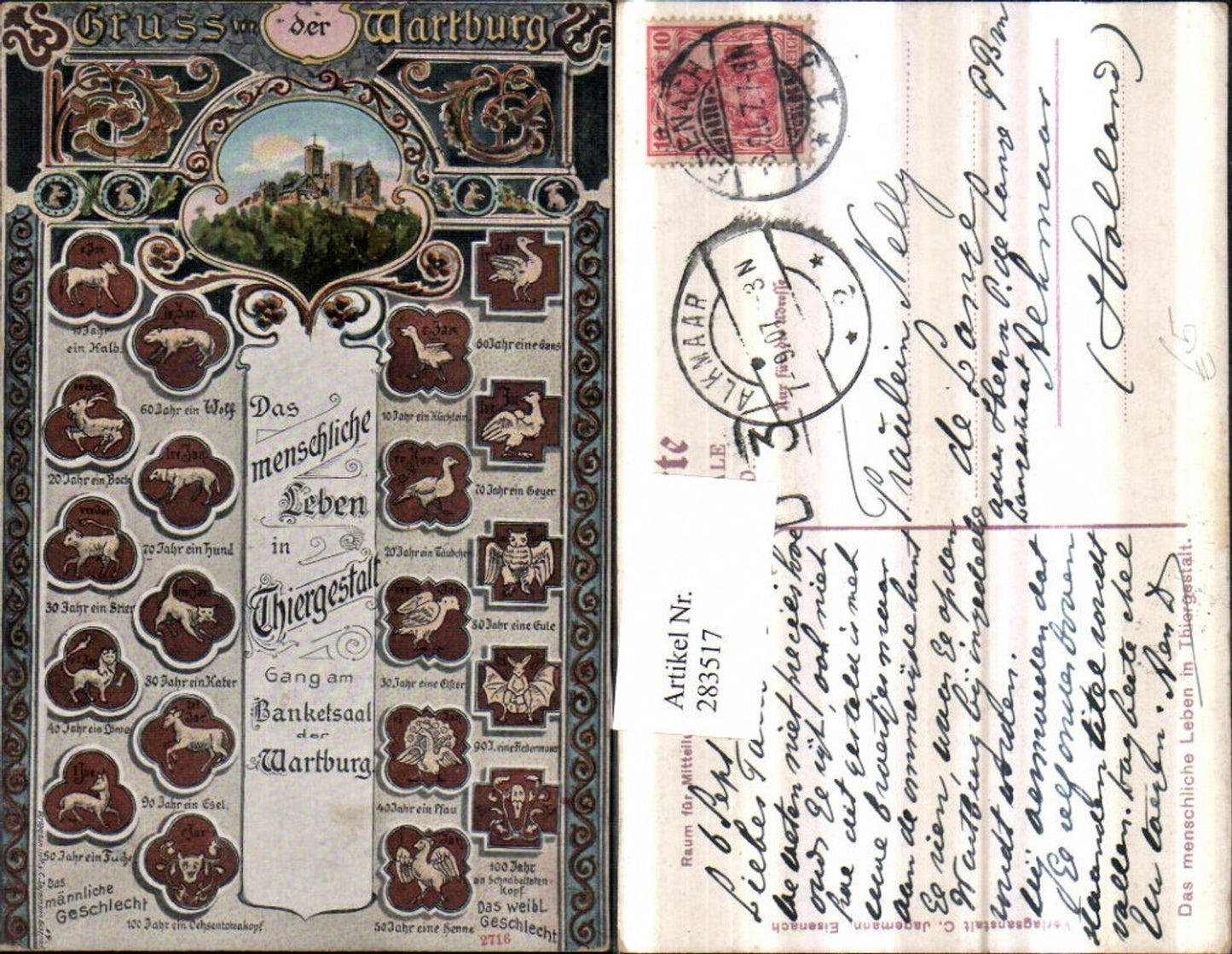 283517, Greetings from Wartburg Castle near Eisenach. Human life in animal form.