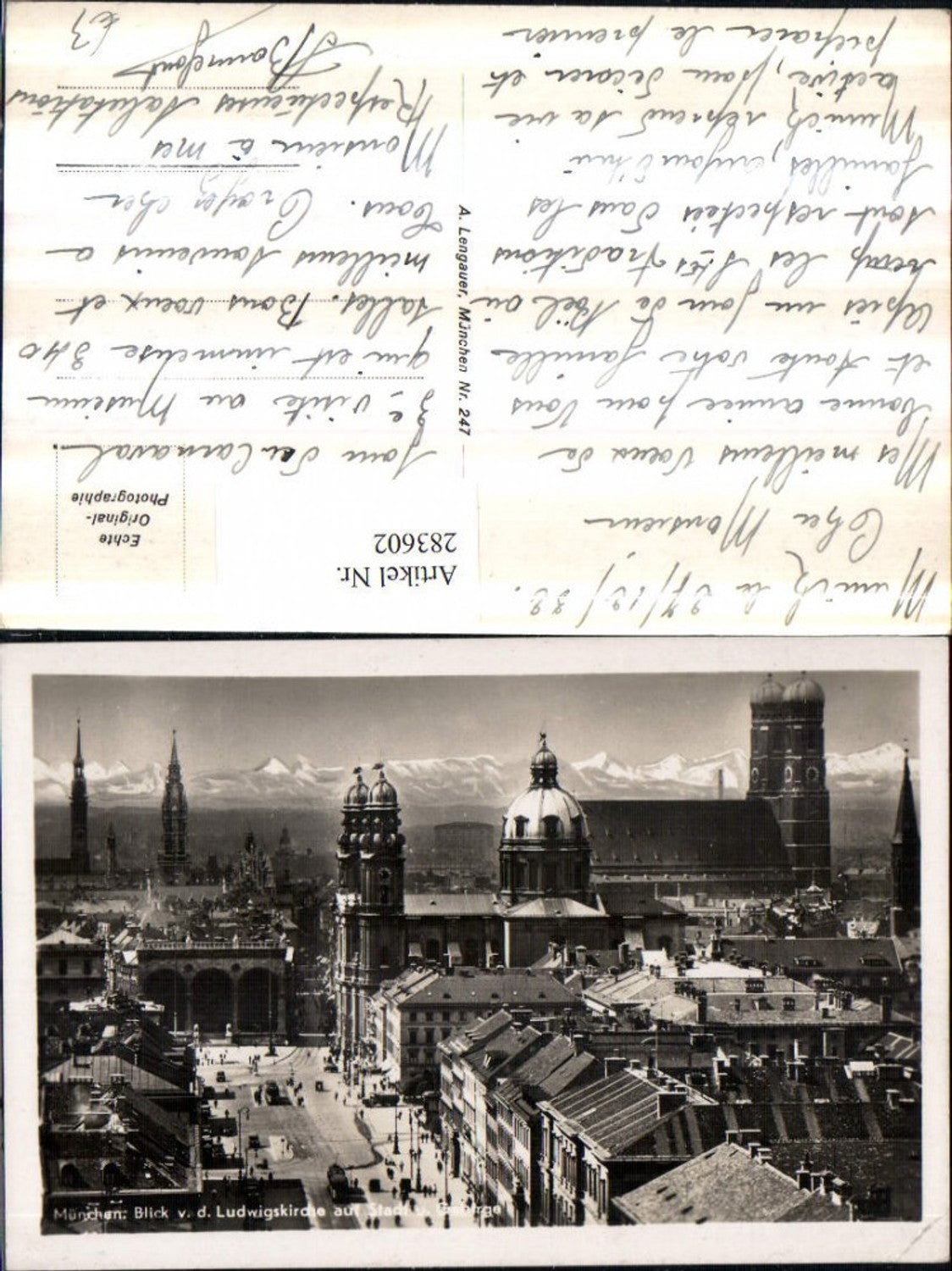 283602,München Teilansicht Kirche Blick von d. Ludwigskirche m. Gebirge