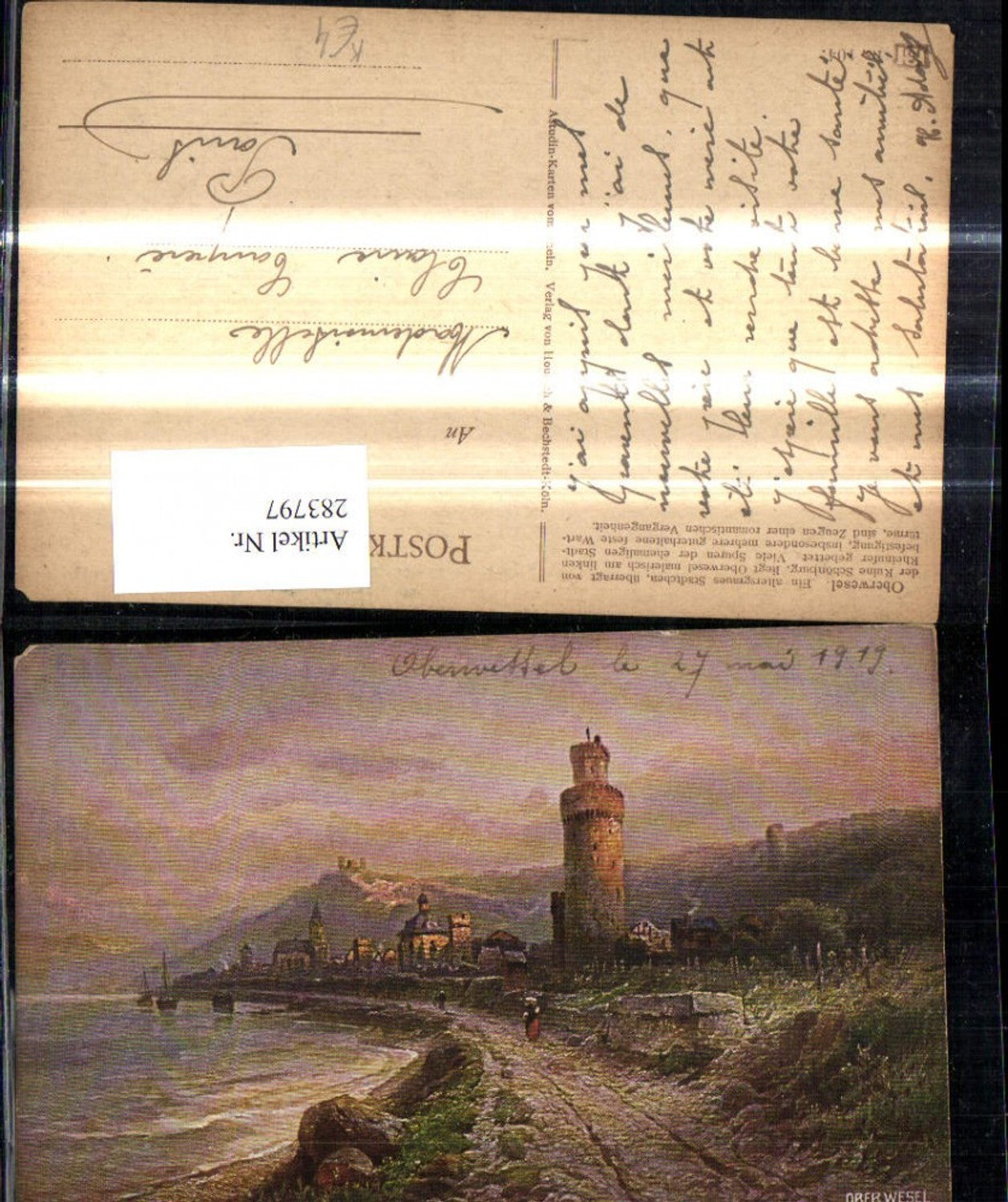 283797,Künstler Ak N. Astudin Oberwesel Ruine Schöneburg