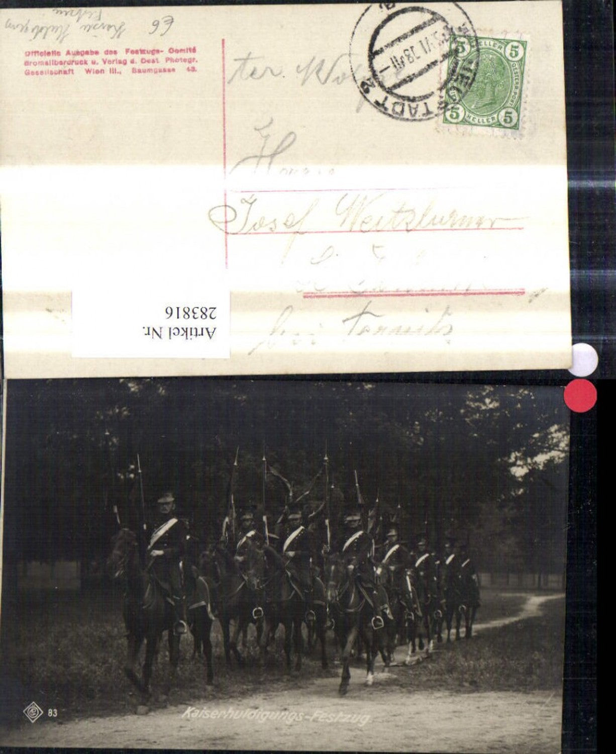 283816,Foto Ak Kaiser Jubiläums Huldigungs Festzug Wien 1908 Kavallerie Adel Monarchie