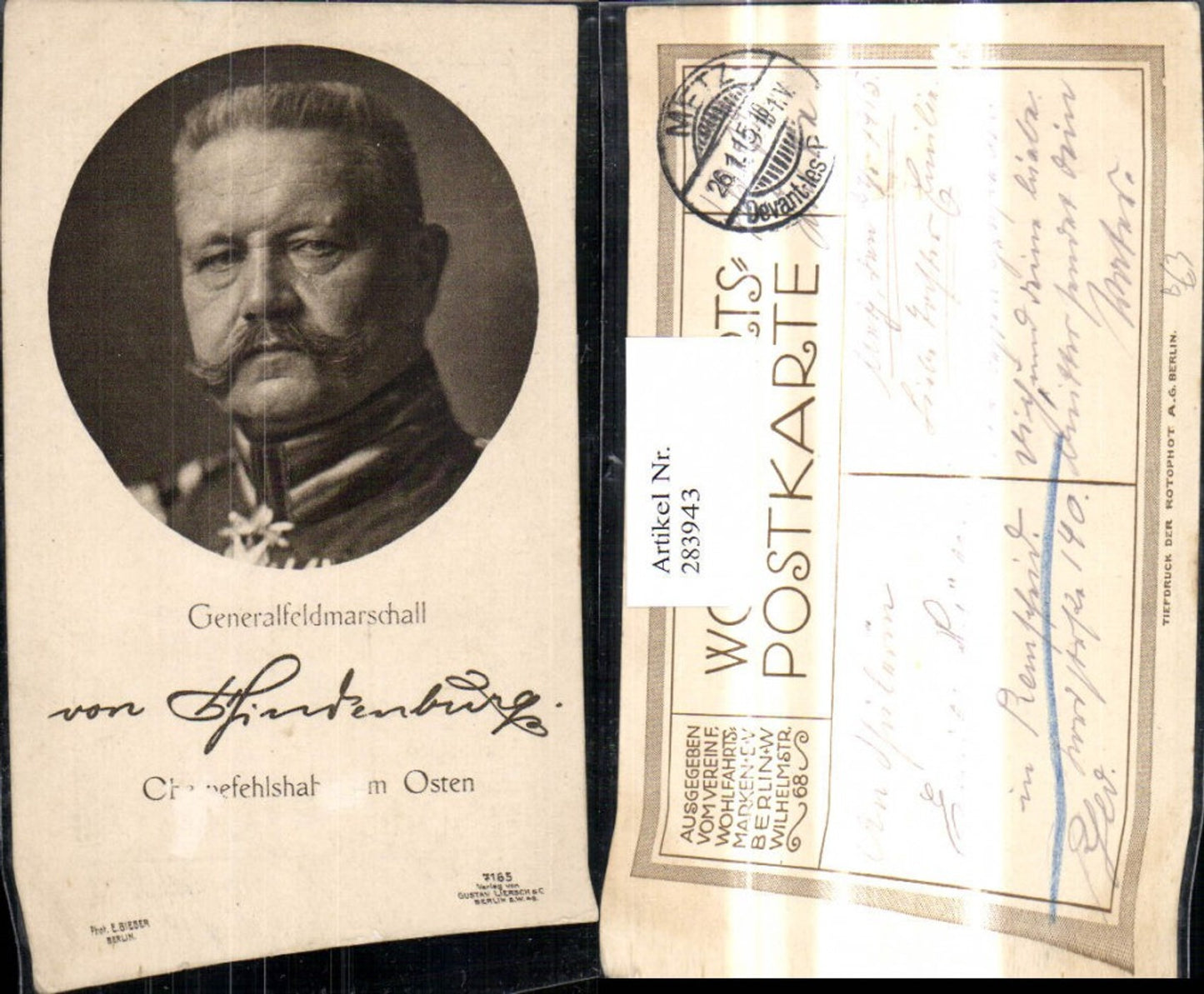 283943,Generalfeldmarschall Paul von Hindenburg Politiker Passepartout