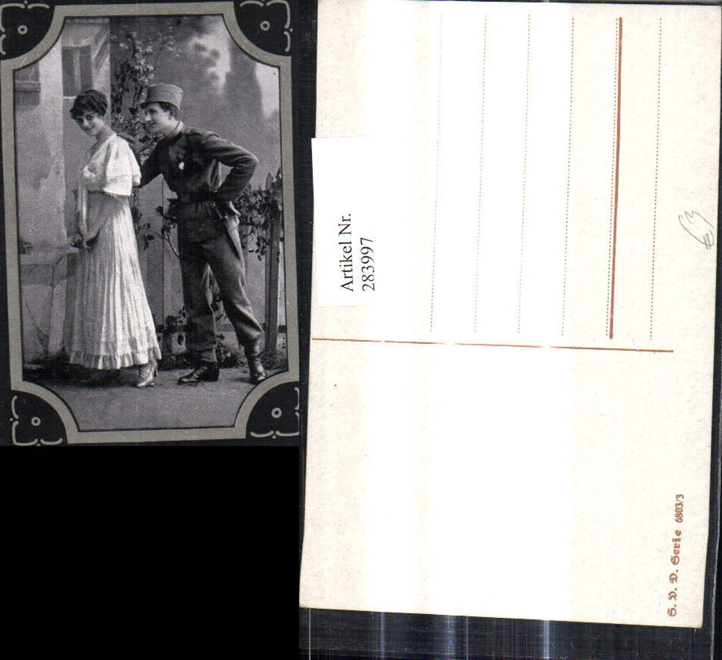 283997,Liebe Paar Soldat Verliebte Blicke Hast du mich lieb Passepartout
