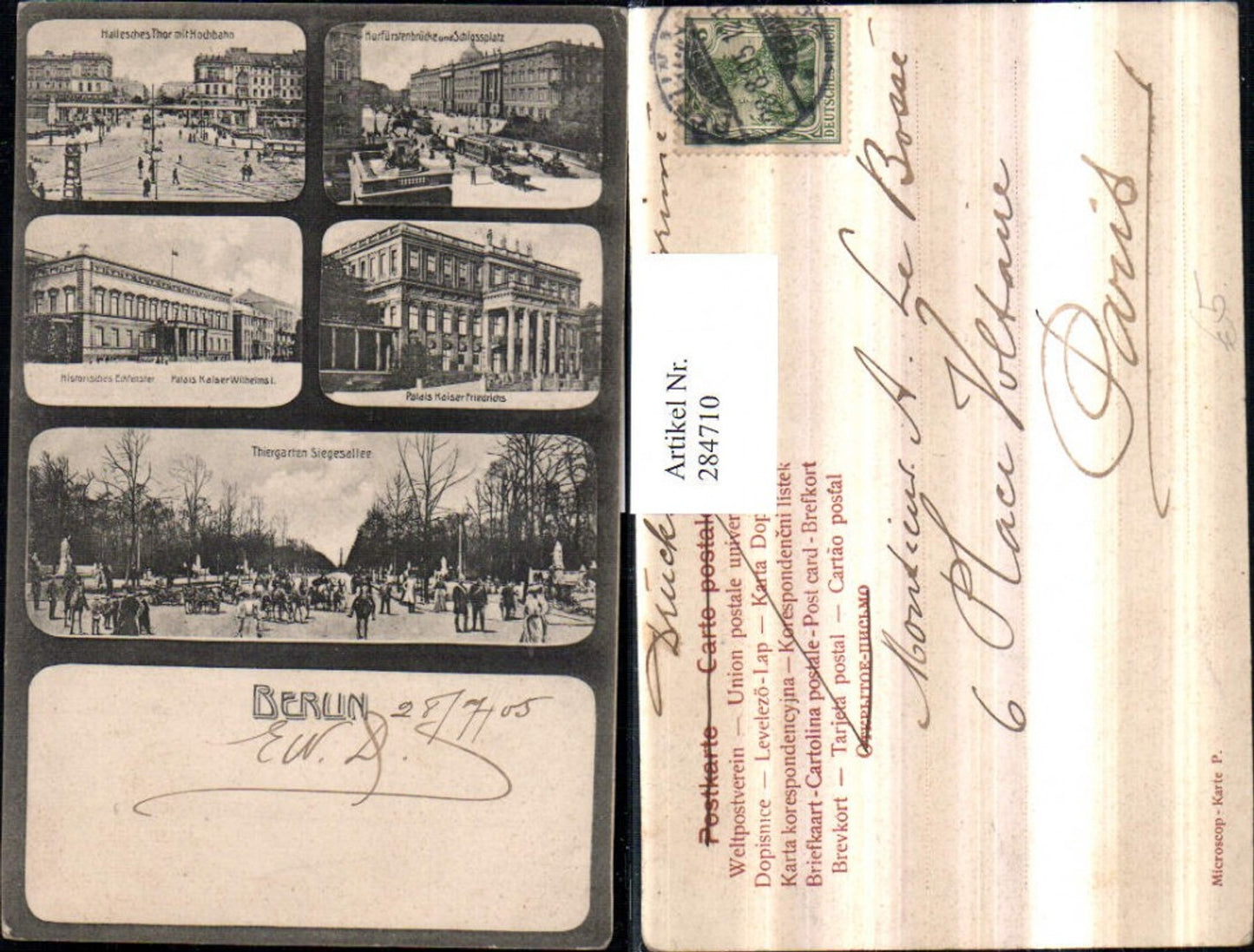 284710,Berlin Tiergarten Siegesallee Palais Kurfürstenbrücke Hochbahn Mehrbildkarte