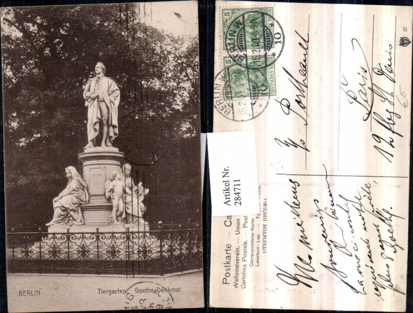 284711,Berlin Tiergarten Goethe-Denkmal