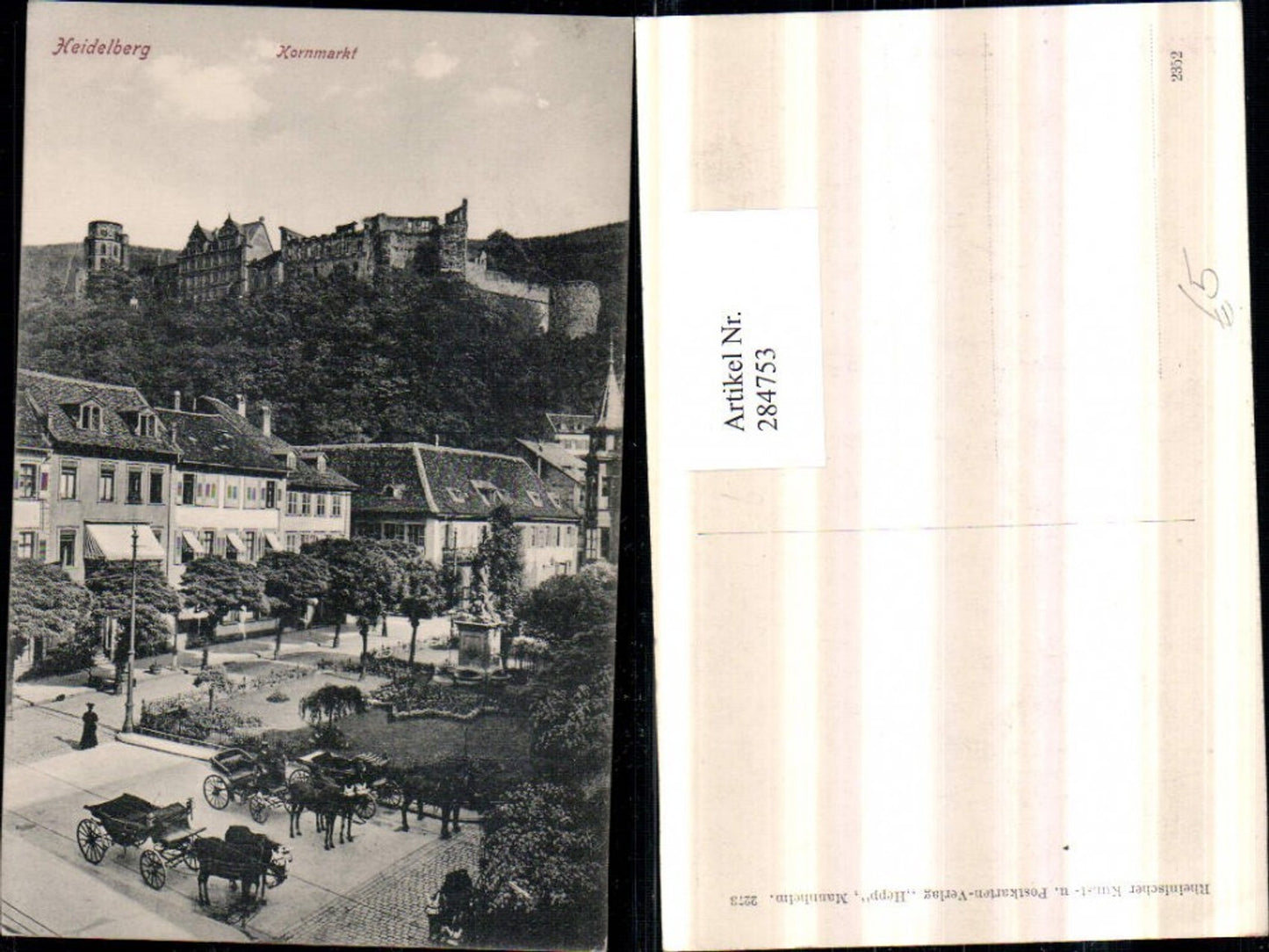 284753,Heidelberg Kornmarkt Pferdekutschen Kutschen Schloss