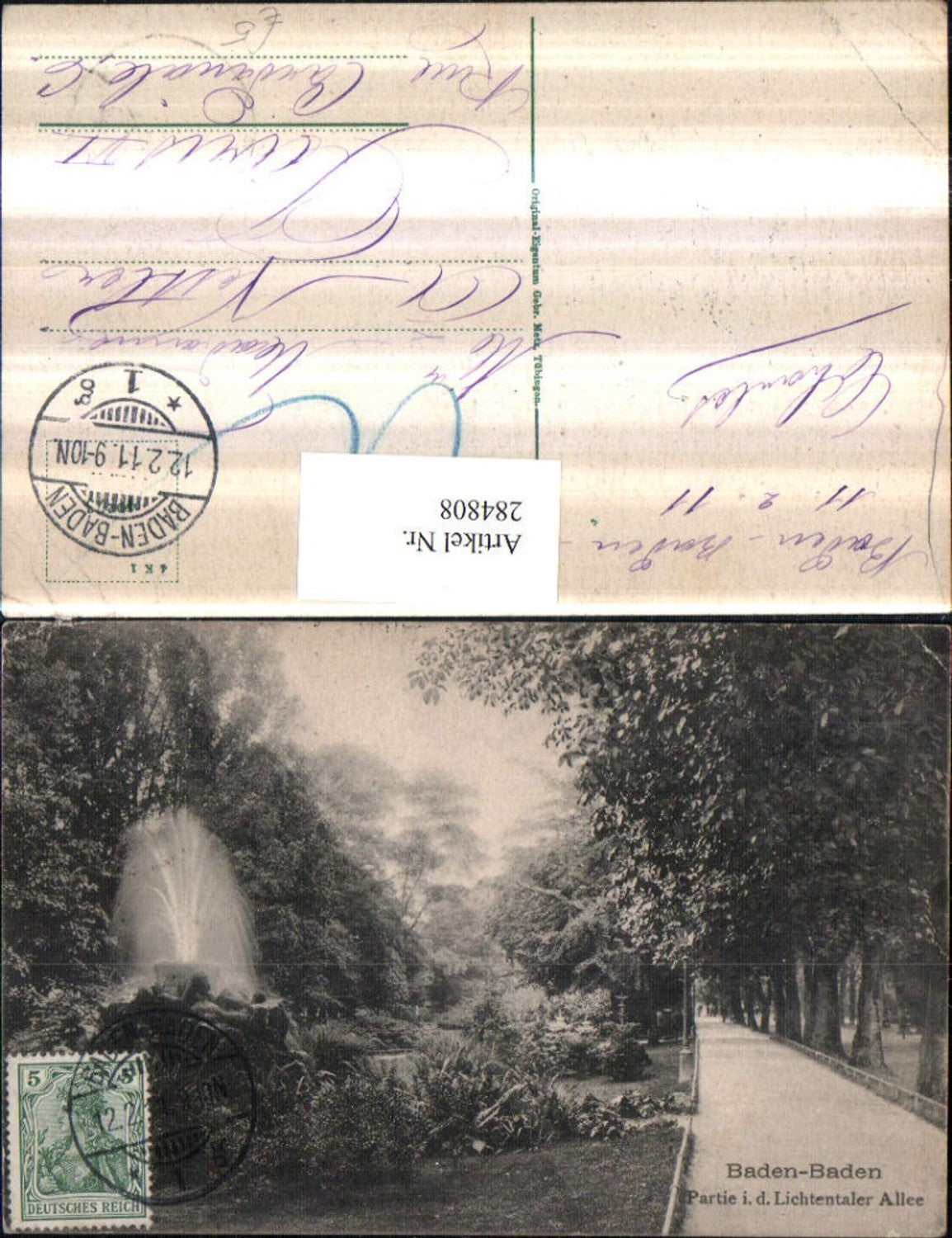 284808,Baden-Baden Partie in d. Lichtentaler Allee Springbrunnen