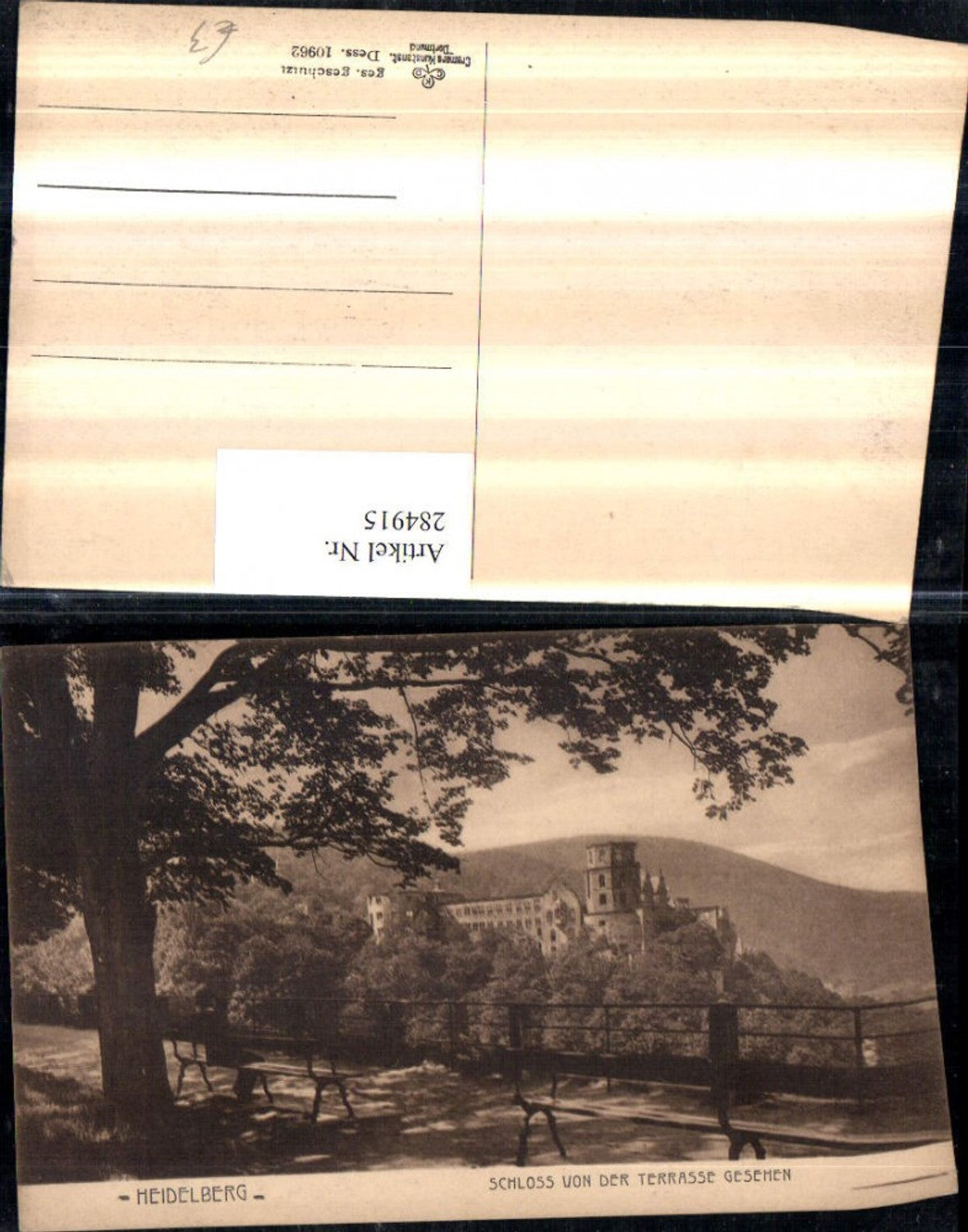 284915,Heidelberg Schloss von d. Terrasse gesehen