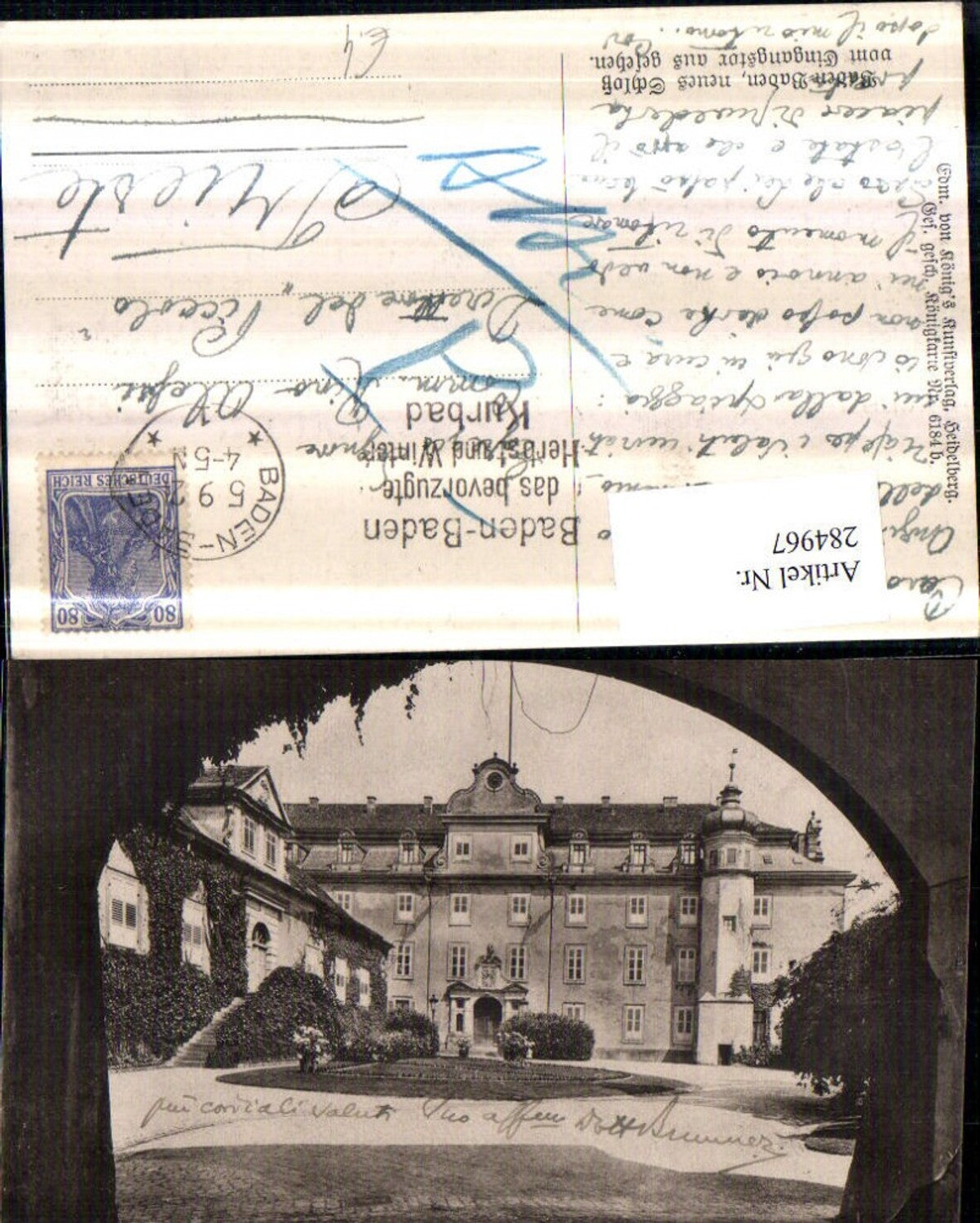 284967,Baden-Baden Schloss vom Eingangstor aus gesehen