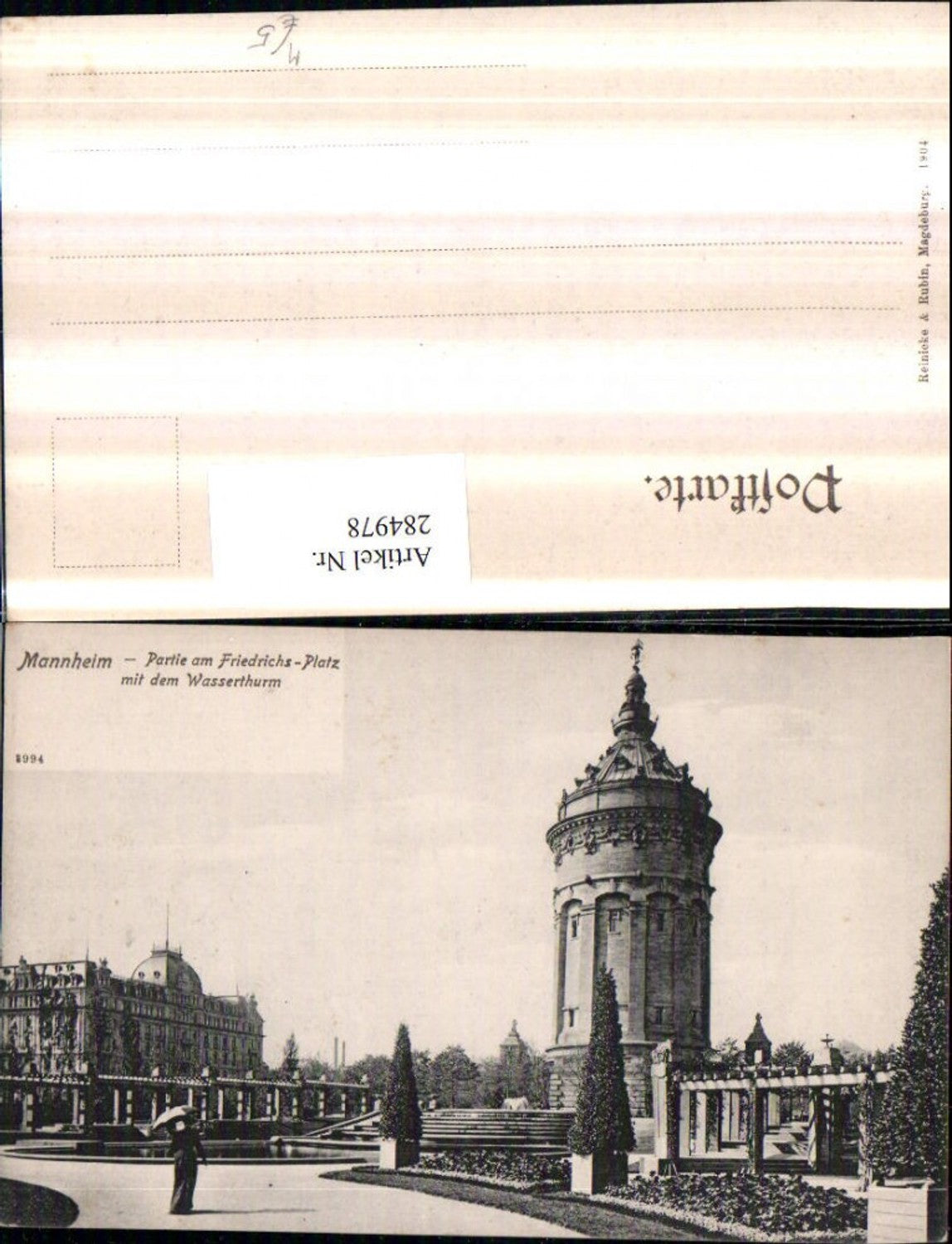 284978,Mannheim Partie am Friedrichs-Platz m. Wasserturm Turm