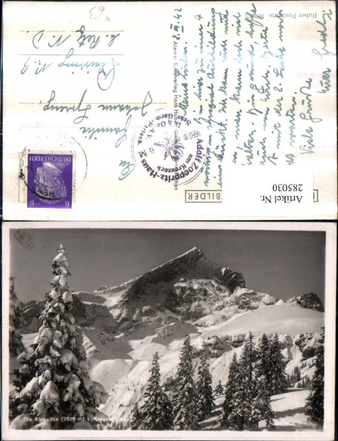 285030,Die Alpspitze vom Kreuzeck aus b. Garmisch-Partenkirchen Bergkulisse Winterbild