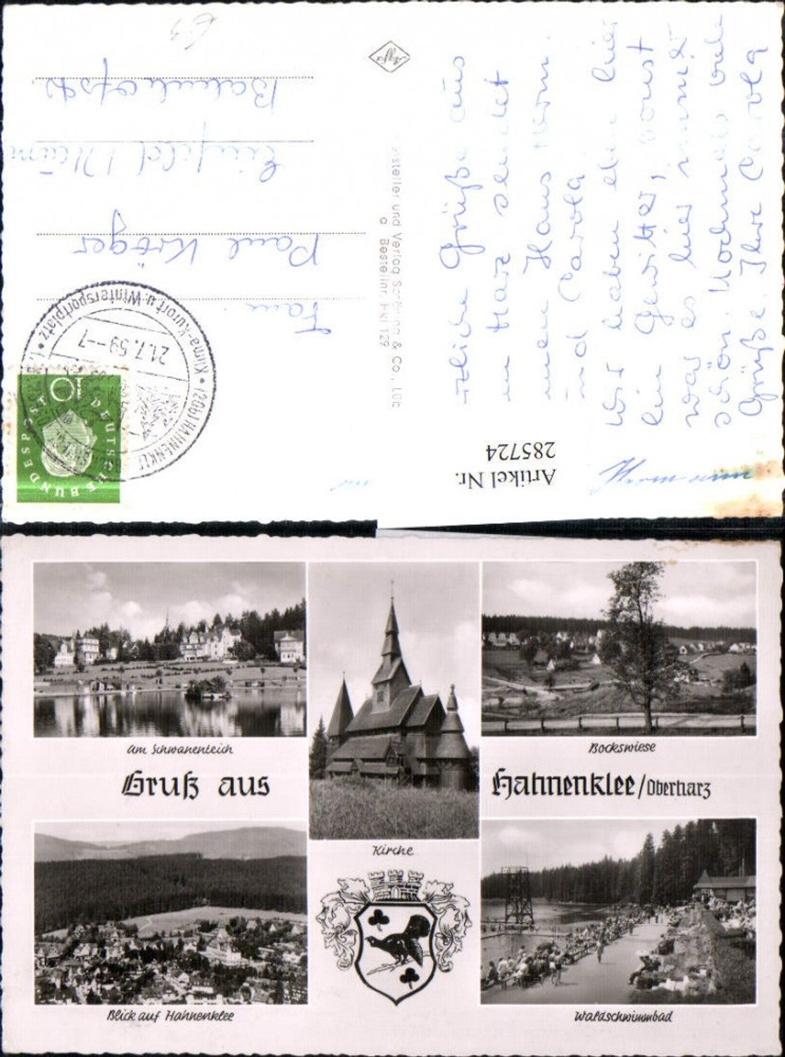 285724,Hahnenklee im Oberharz Totale Schwanenteich Kirche Schwimmbad Bockwiese Mehrbildkarte