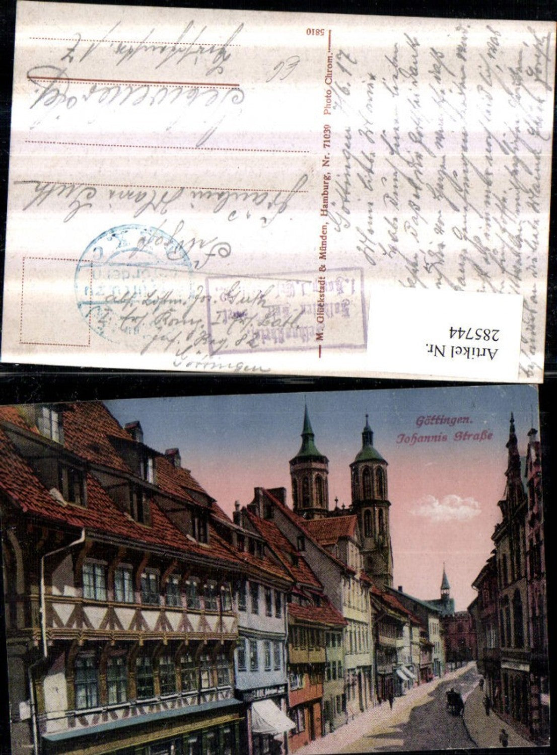 285744,Göttingen Johannis-Straße Straßenansicht Kirchentürme
