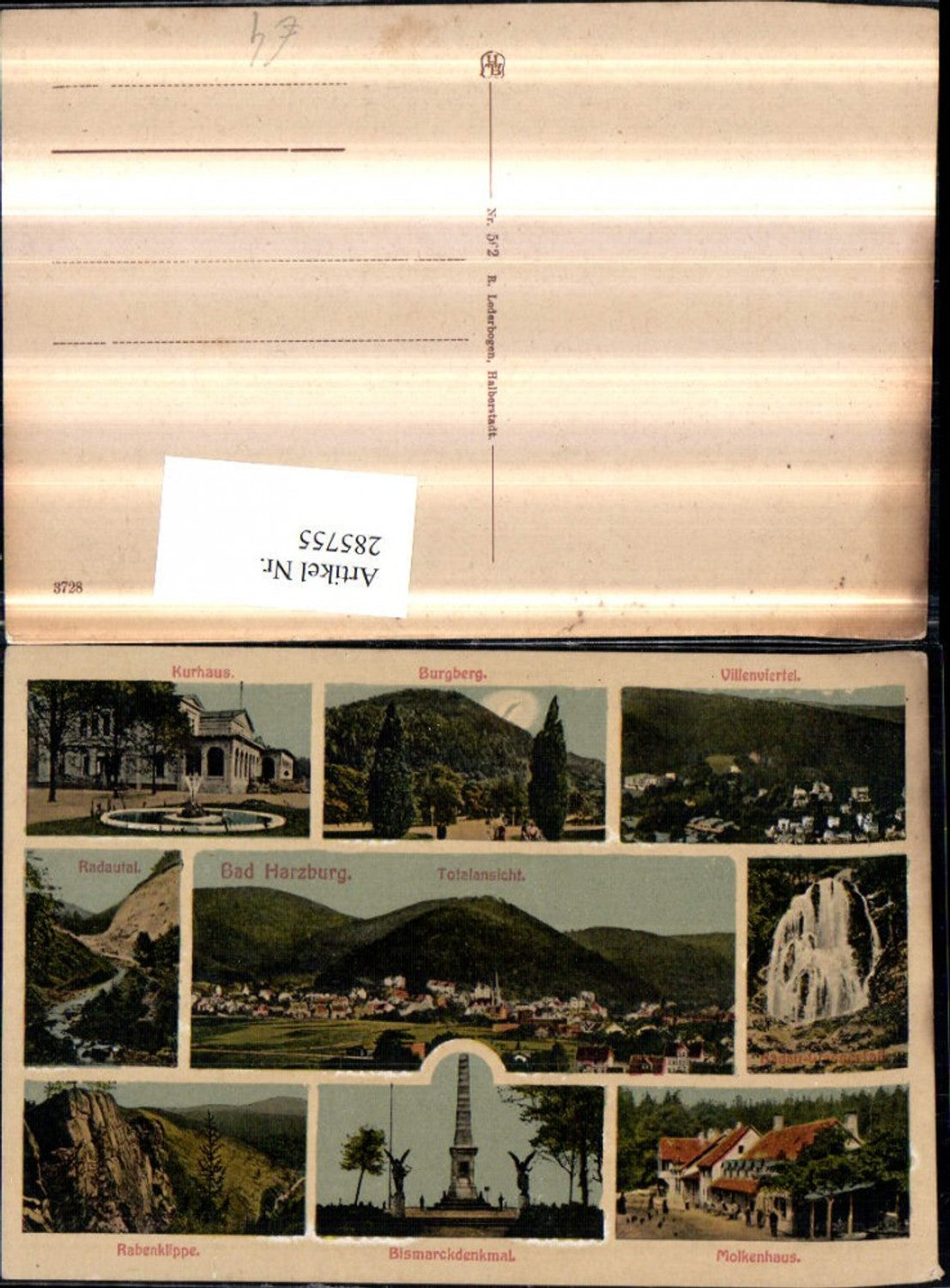 285755,Bad Harzburg Totale Burgberg Kurhaus Villenviertel Wasserfall Bismarck-Denkmal Mehrbildkarte