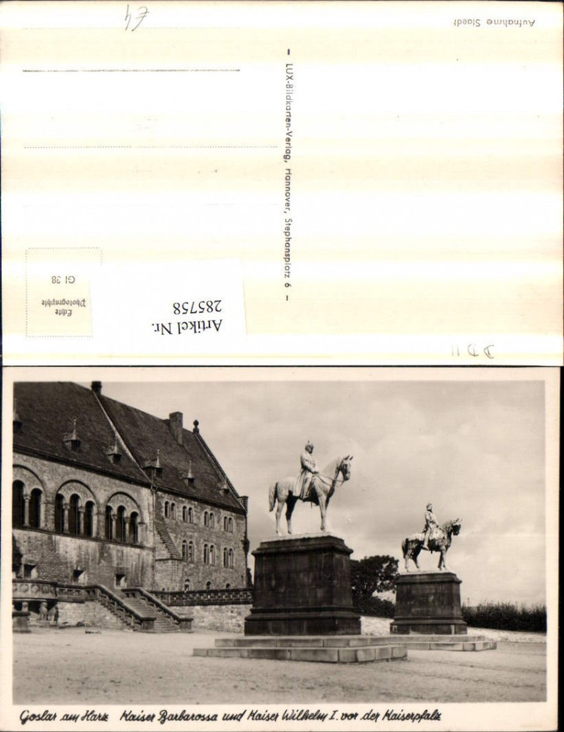 285758,Goslar am Harz Kaiser Barbarossa u. Kaiser Wilhelm 1 Denkmäler vor der Kaiserpfalz
