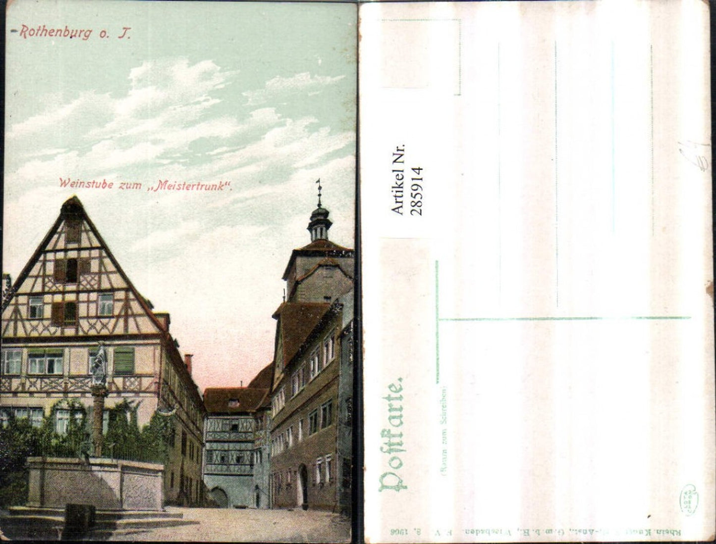 285914,Rothenburg ob d. Tauber Weinstube zum Meistertrunk Brunnen