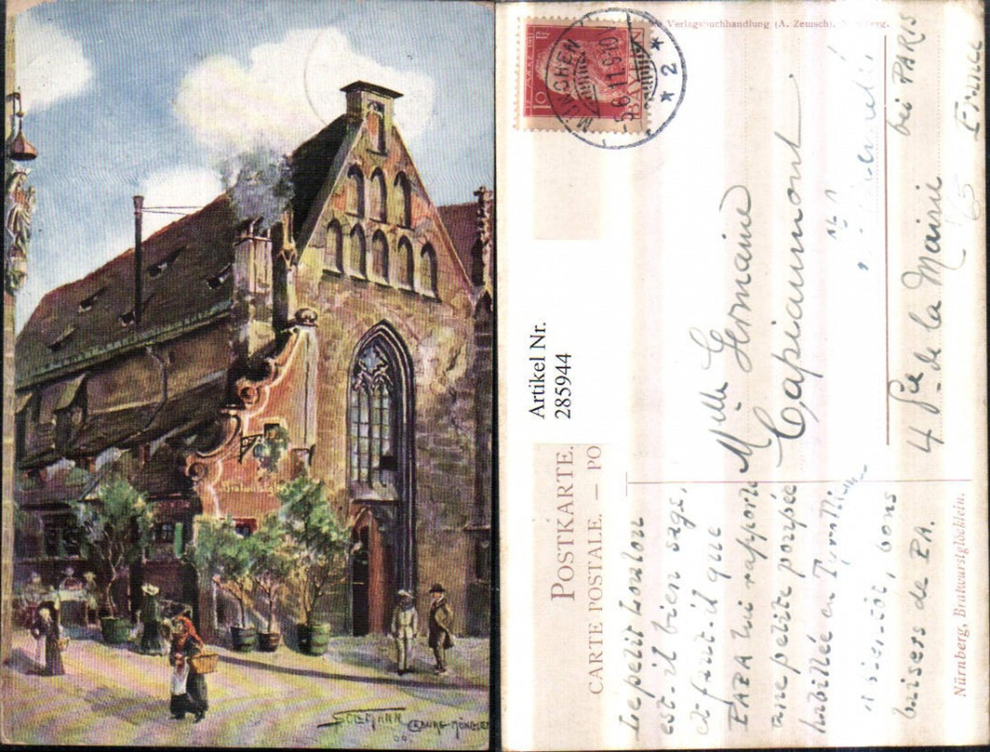 285944,Künstler AK Sollmann Nürnberg Bratwurstglöcklein Gasthaus