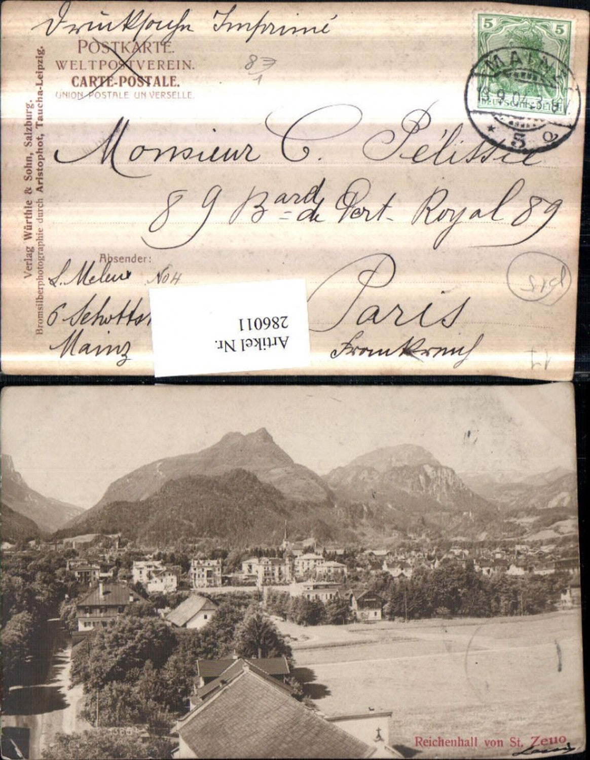 286011,Reichenhall Totale von St. Zeuo Bergkulisse pub Würthle & Sohn