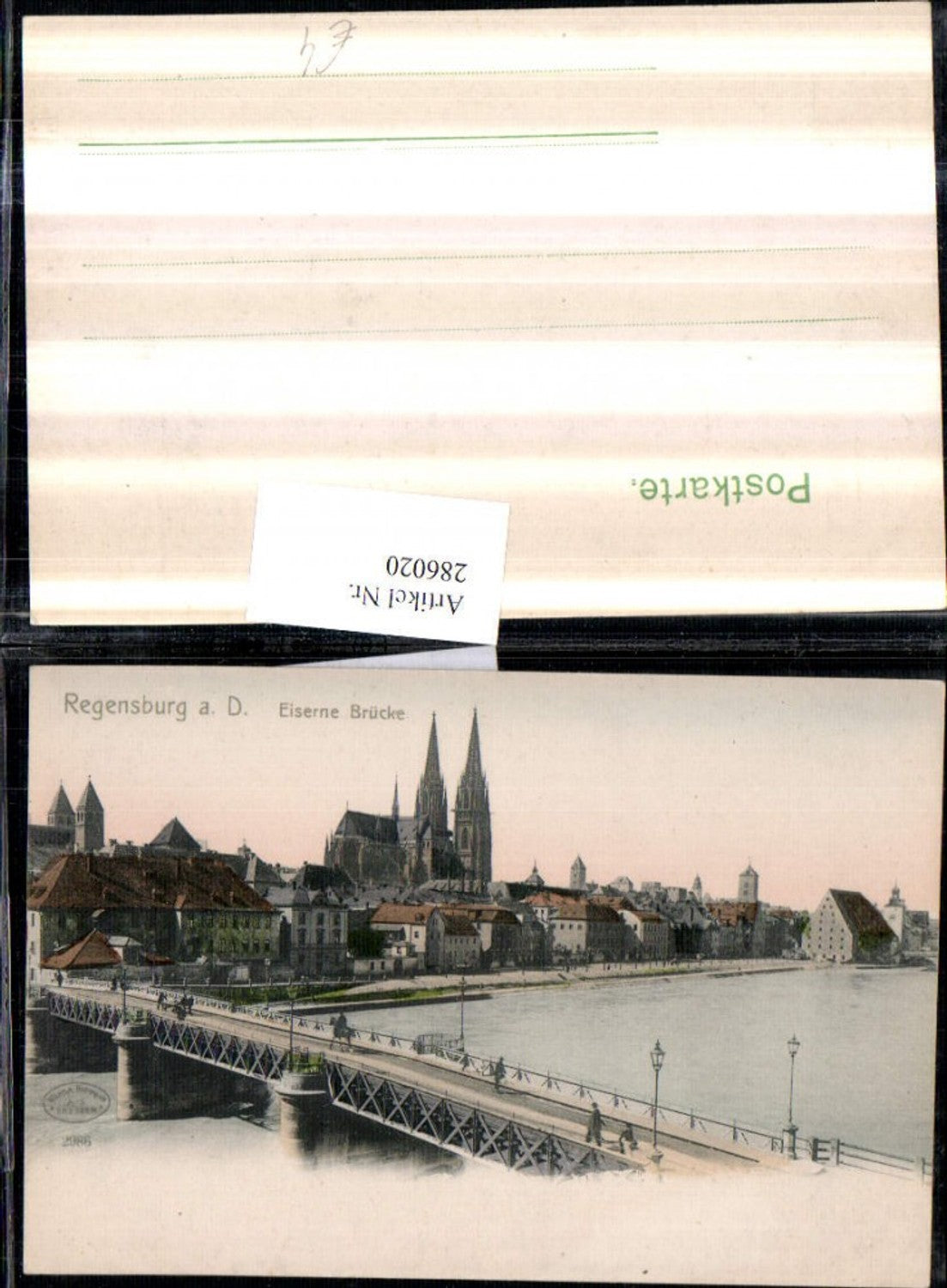 286020,Regensburg an d. Donau Teilansicht Dom Eiserne Brücke