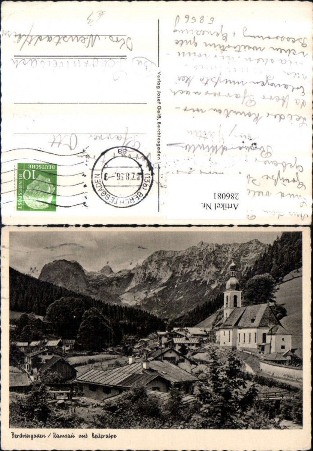 286081,Berchtesgaden Ramsau Totale Kirche m. Reiteralpe Bergkulisse