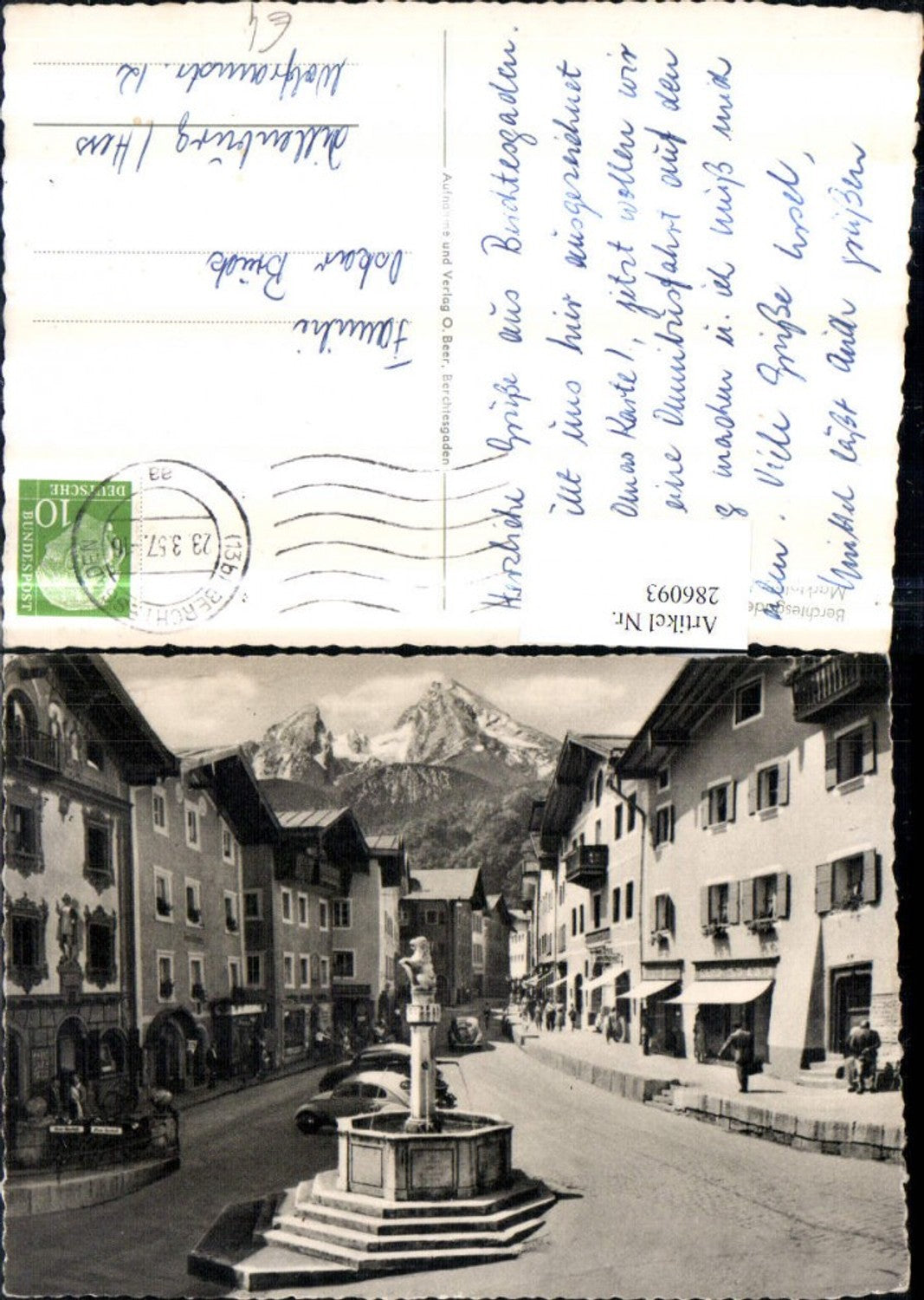 286093, Berchtesgaden Market Square with Watzmann Fountain Shops
