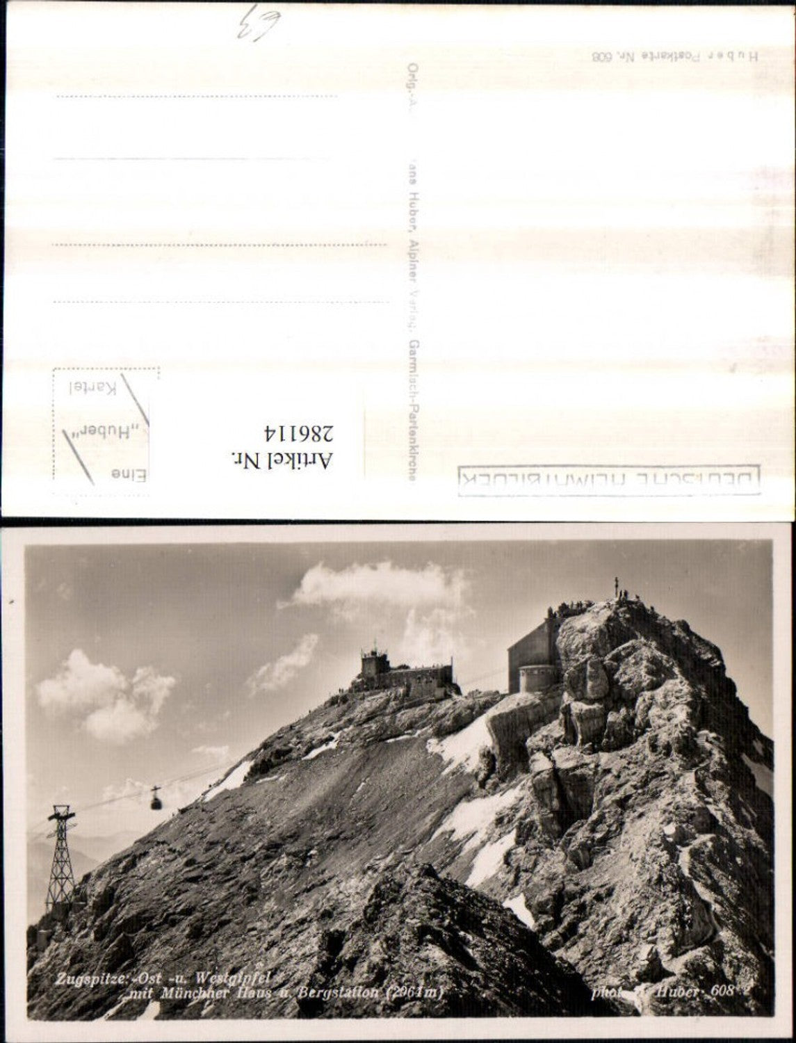 286114,Zugspitze m. Münchner Haus u. Bergstation Seilbahn pub Foto H. Huber 608