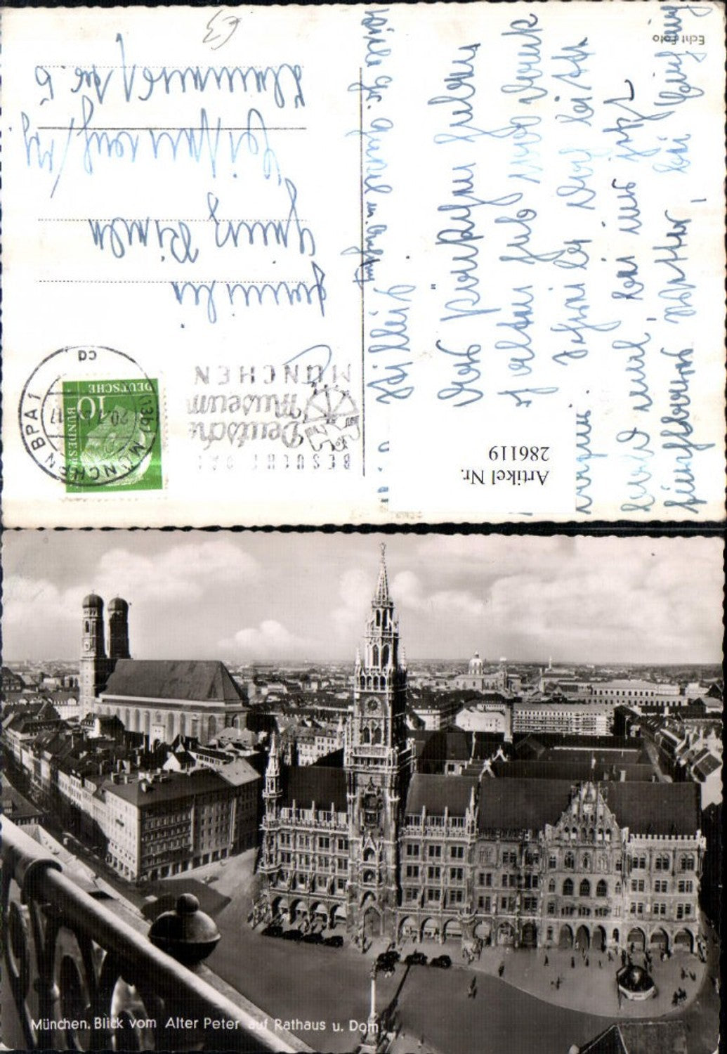 286119,München Teilansicht Blick vom Alter Peter auf Rathaus u. Dom Kirche