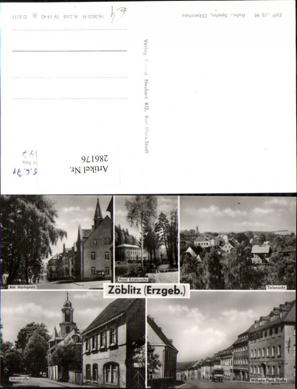 286176,Zöblitz im Erzgebirge Teilansicht Hotel Kniebreche Straßenansichten Mehrbildkarte