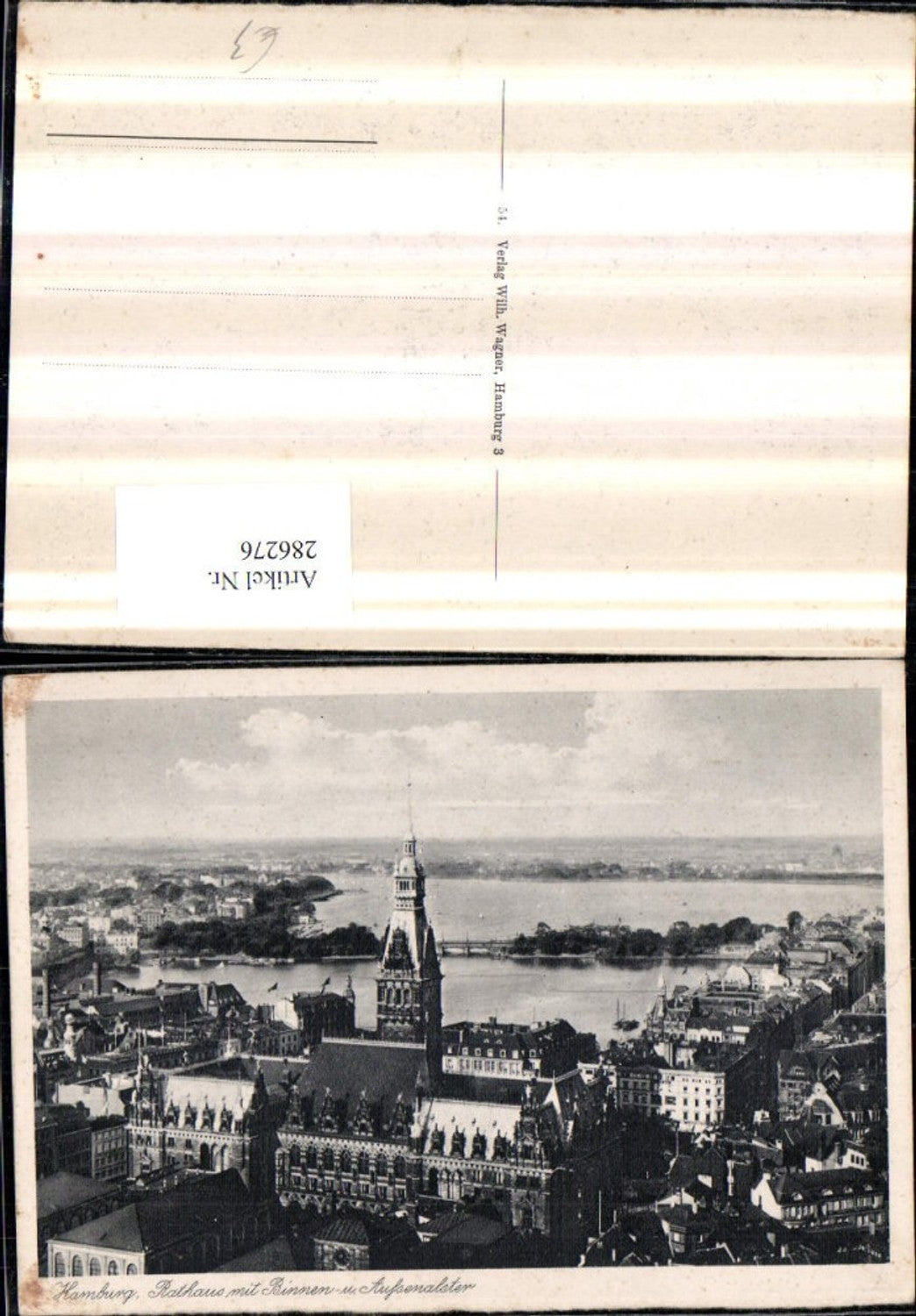 286276,Hamburg Teilansicht Rathaus m. Binnen- u. Außenalster