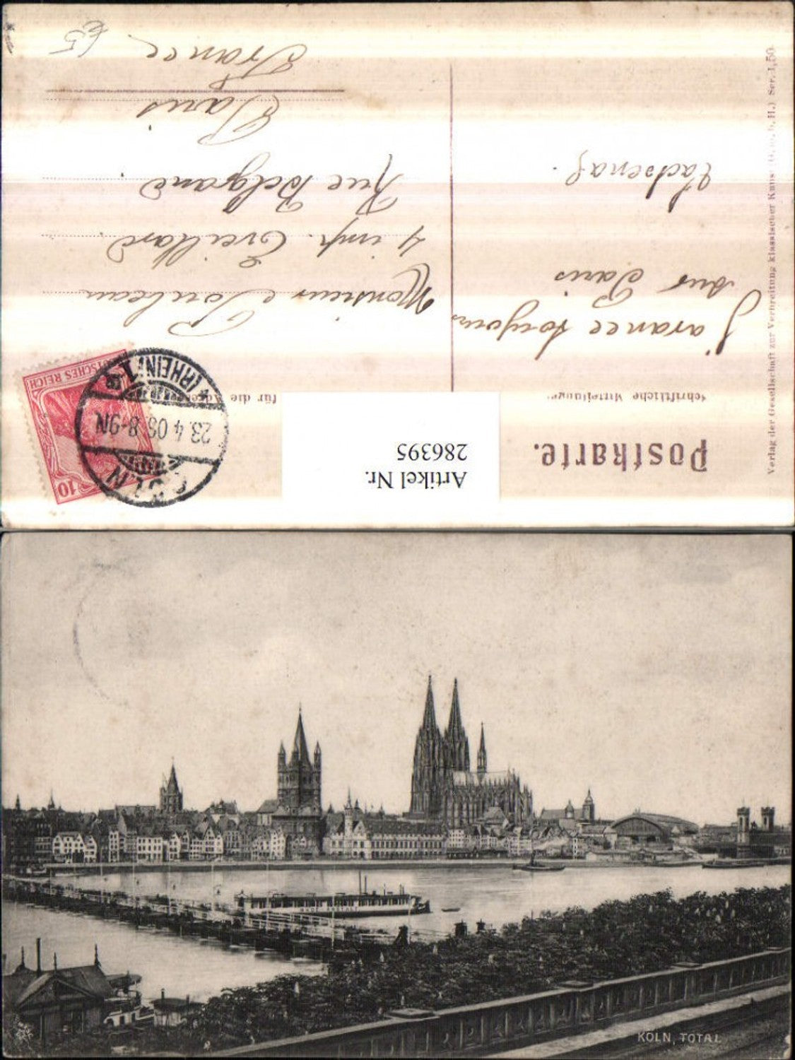 286395,Köln am Rhein Teilansicht Boot Schiff Badeanstalt