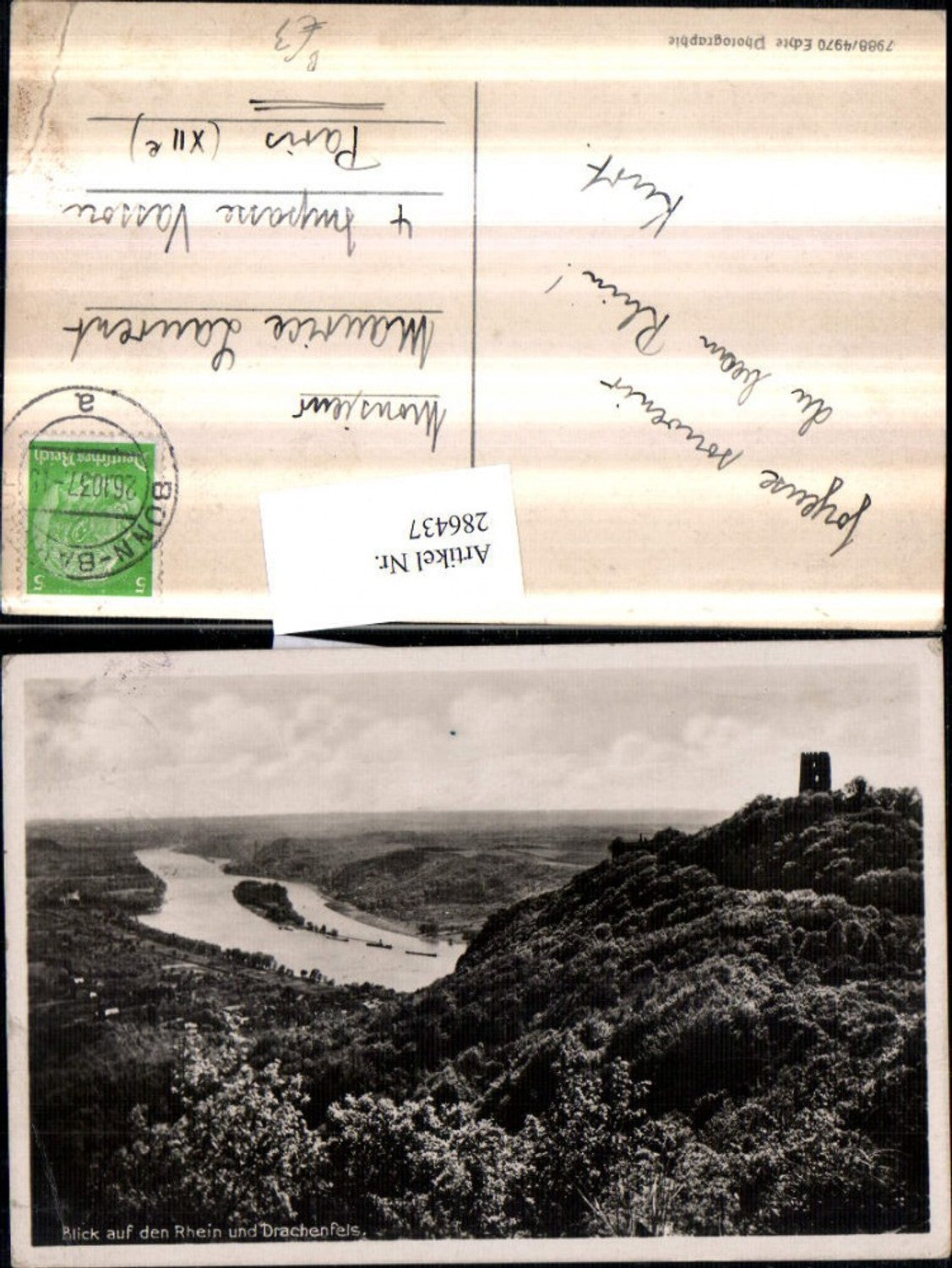 286437,Blick auf d. Rhein u. Drachenfels b. Königswinter