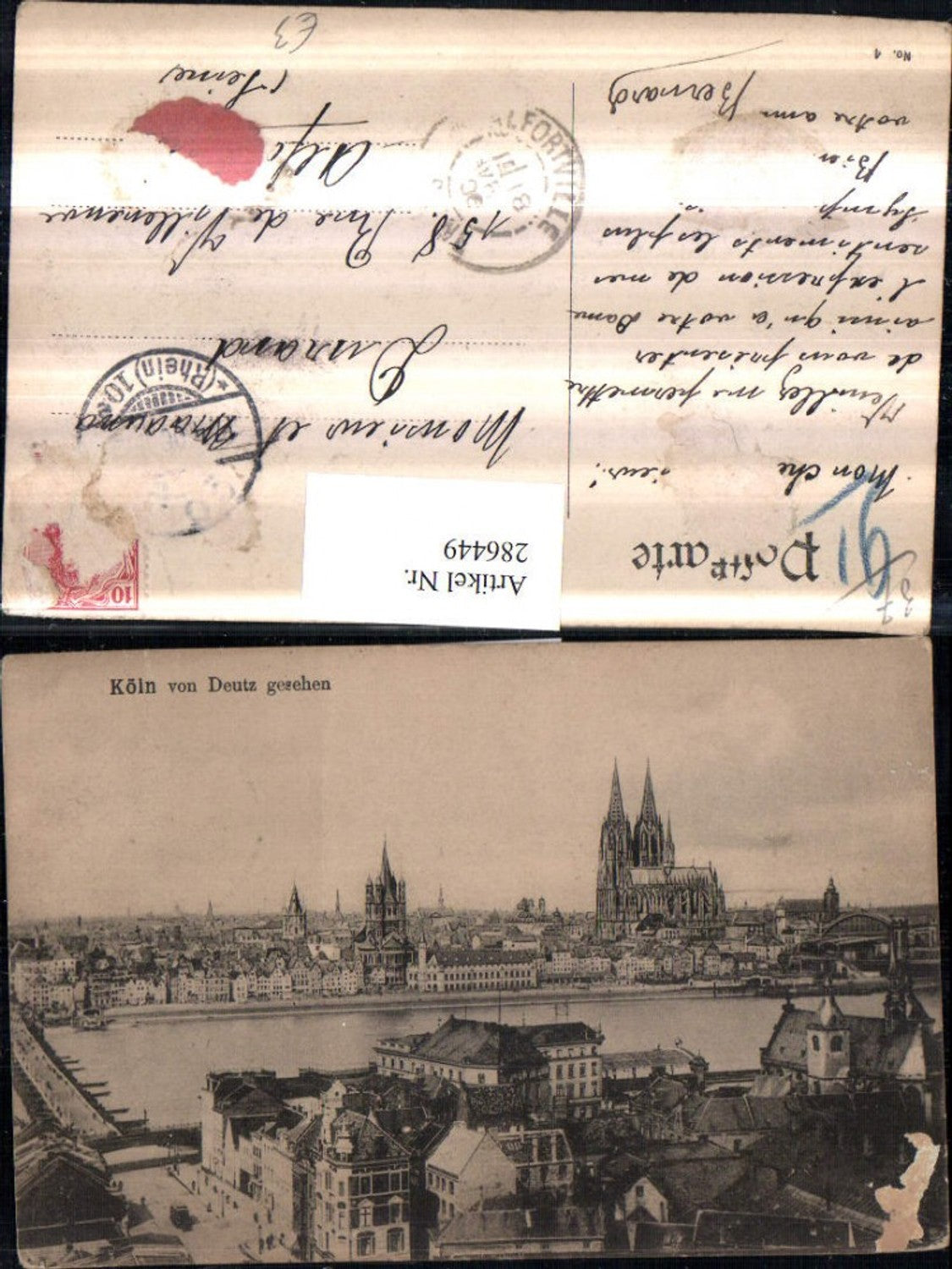 286449,Köln am Rhein Totale vom Deutz gesehen