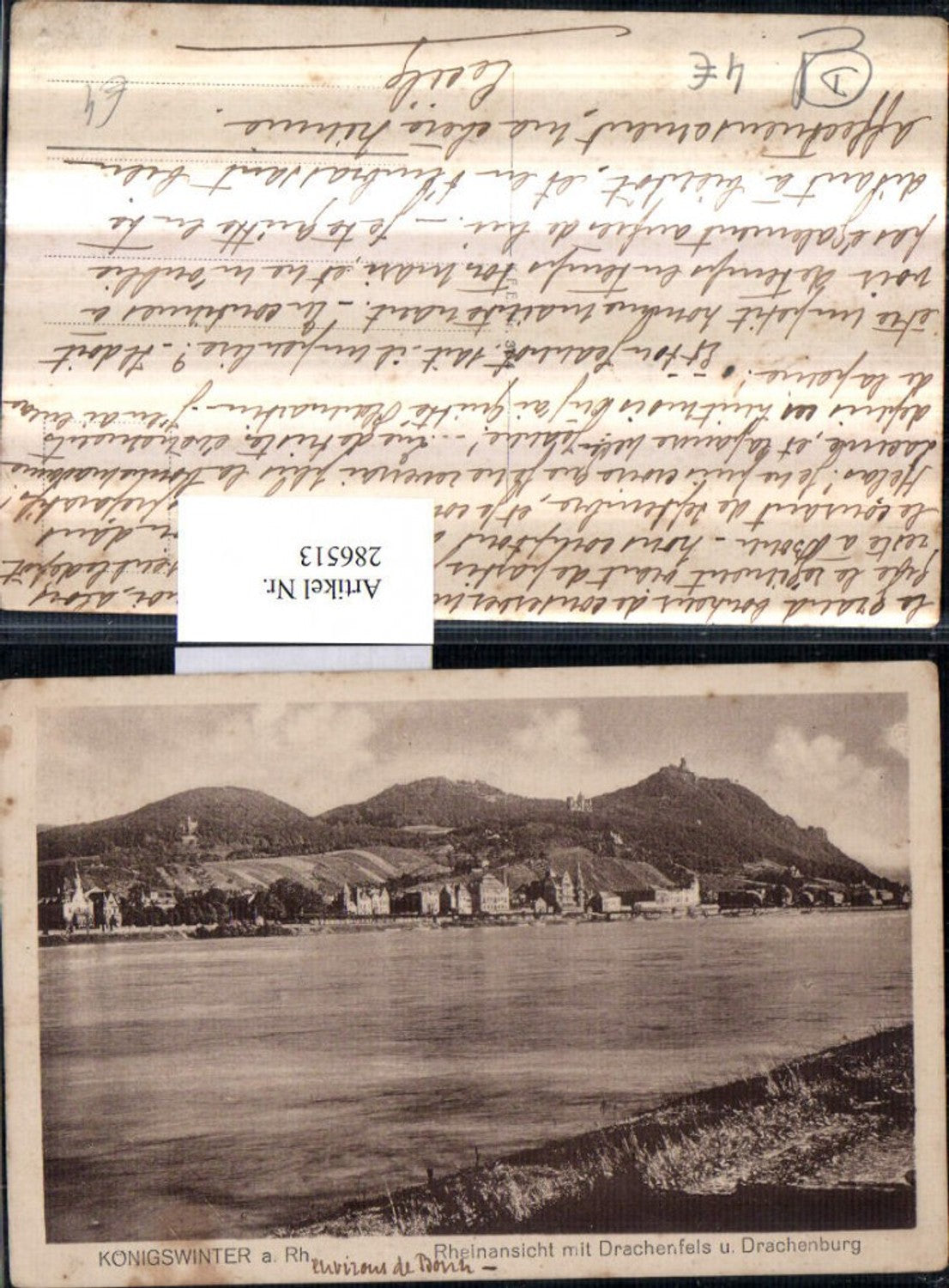286513,Königswinter am Rhein Totale m. Drachenfels u. Drachenburg