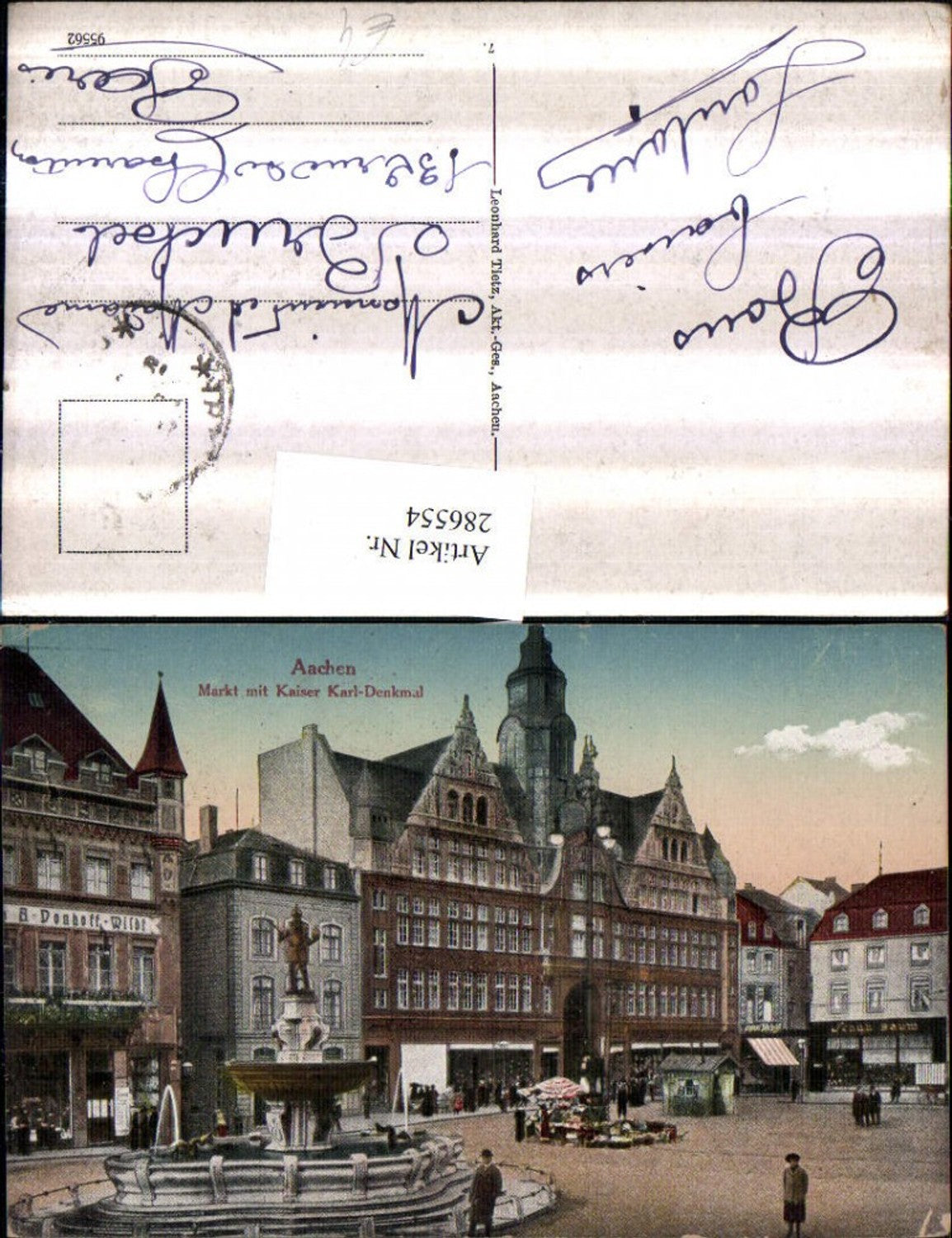 286554,Aachen Markt m. Kaiser Karl-Denkmal Brunnen