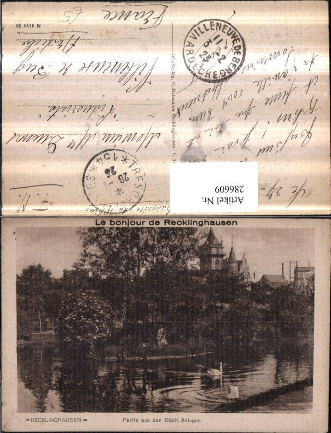 286609,Recklinghausen Partie aus d. Anlagen Schwäne