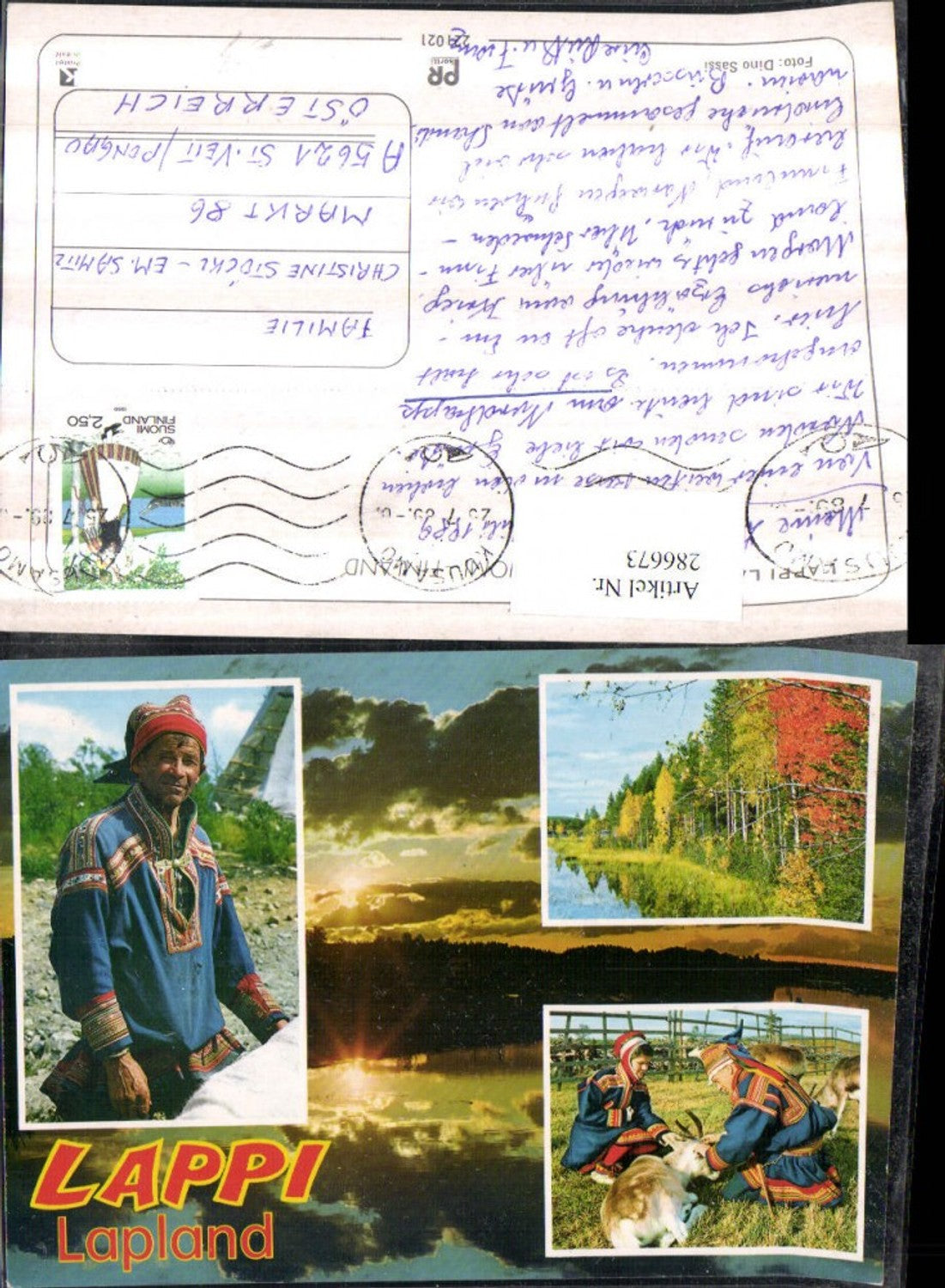 286673,Lappi Lapland Lappland Landschaft Volkstypen Rentier Mehrbildkarte