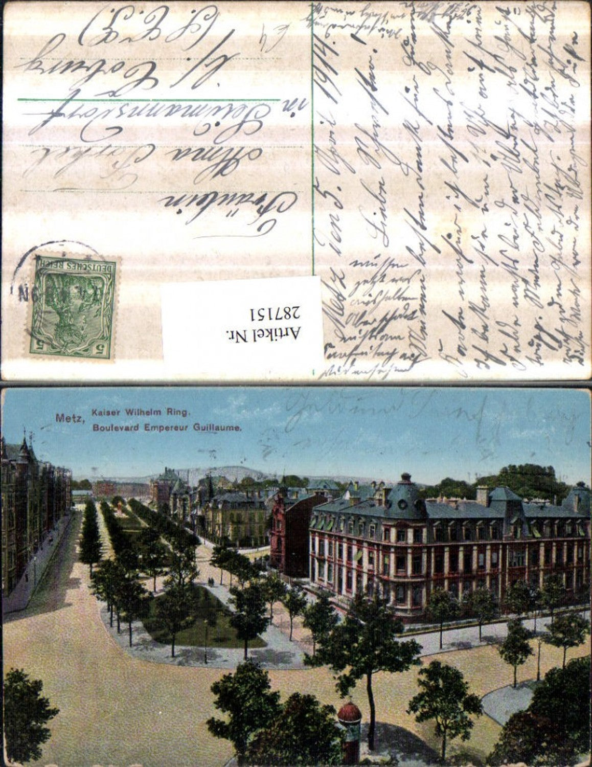 287151,Metz Boulevard Empereur Guillaume Kaiser Wilhelm Ring