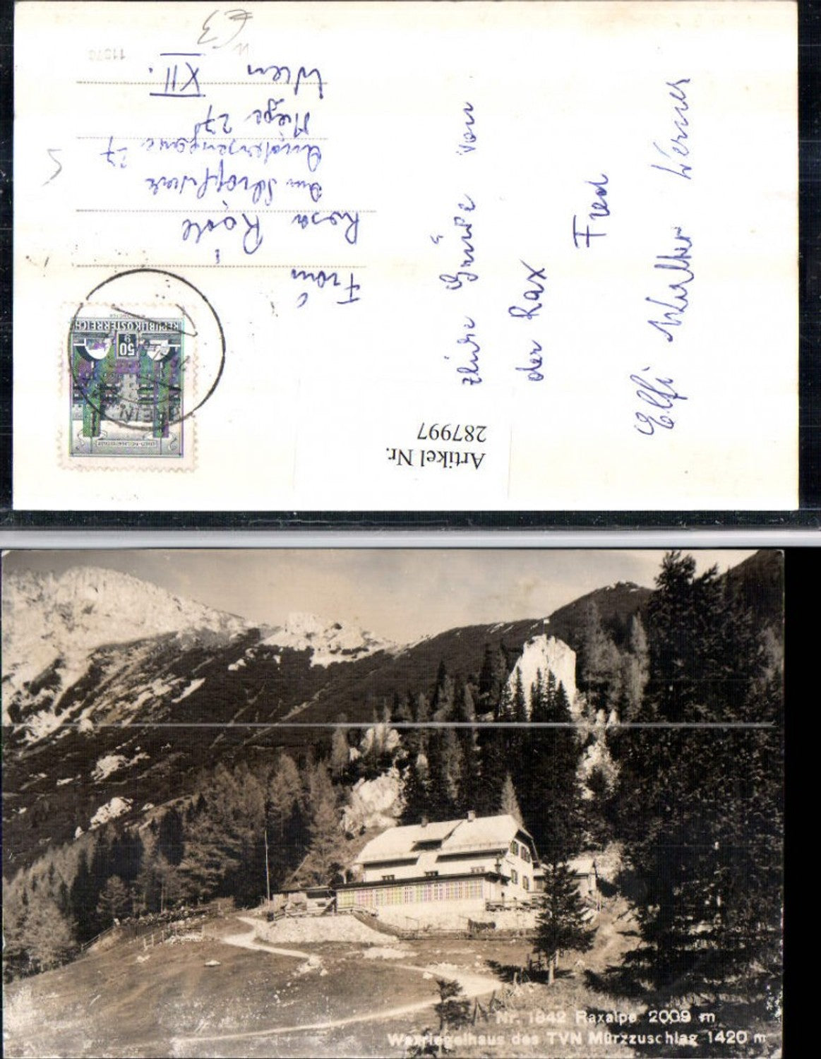 287997,Raxalpe Waxriegelhaus Berghütte Bergkulisse b. Prein