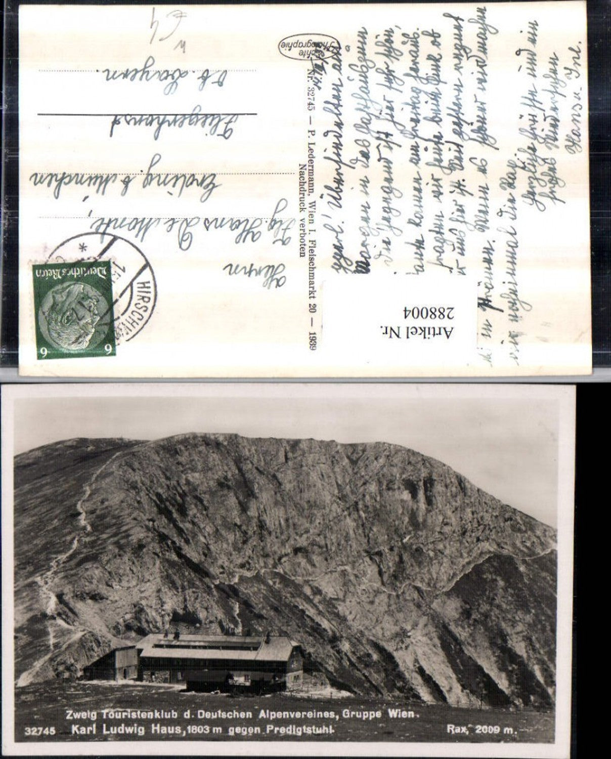 288004,Rax Karl Ludwig Haus Berghütte m. Predigtstuhl b. Prein